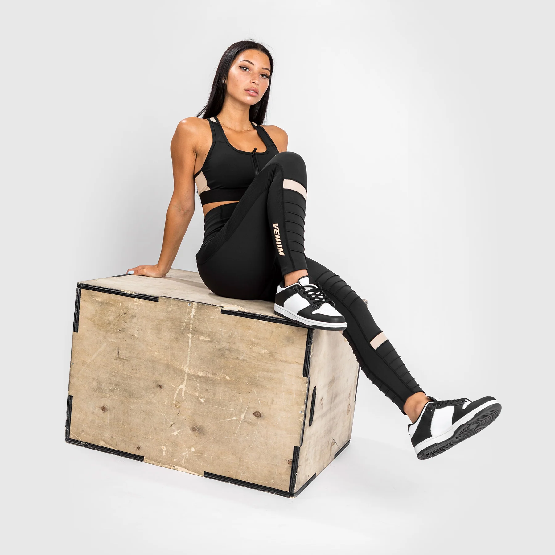 Venum Moto Leggings 7/8 - For Women - Black/Sand - Image 2