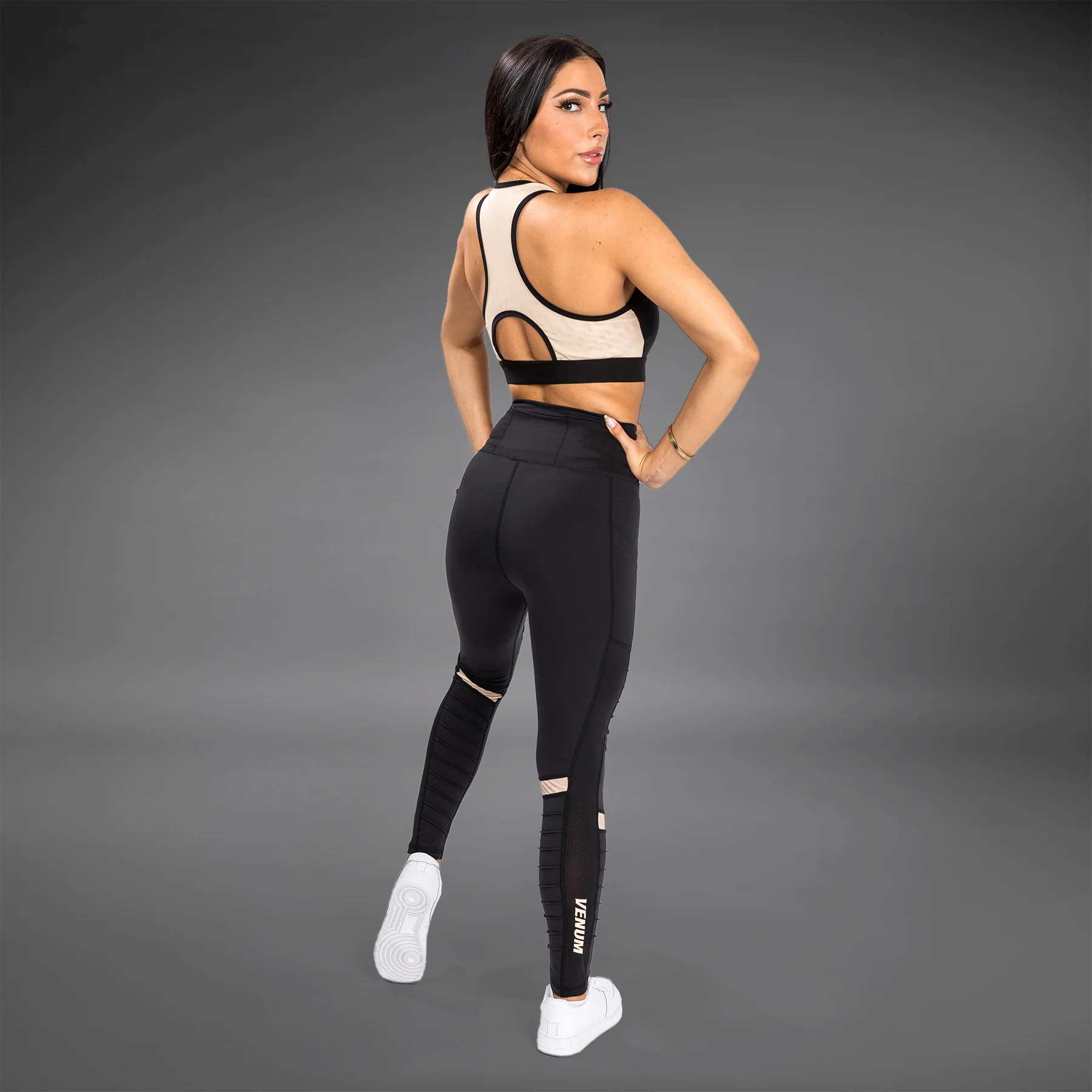 Venum Moto Leggings - For Women - Black/Sand - Image 4