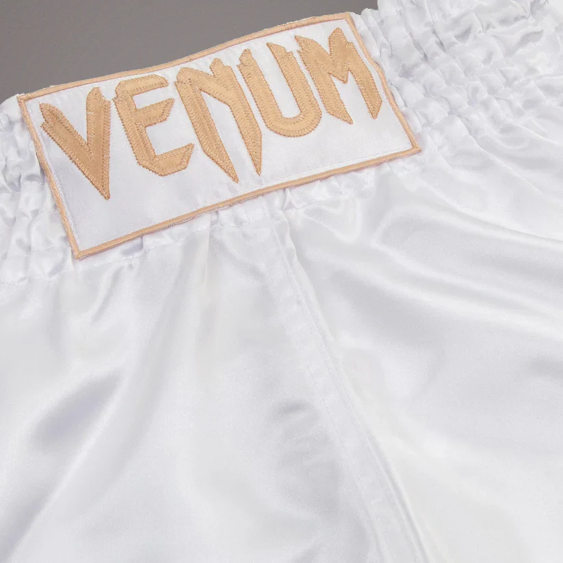 Venum Classic Muay Thai Short - White/Gold - Image 3