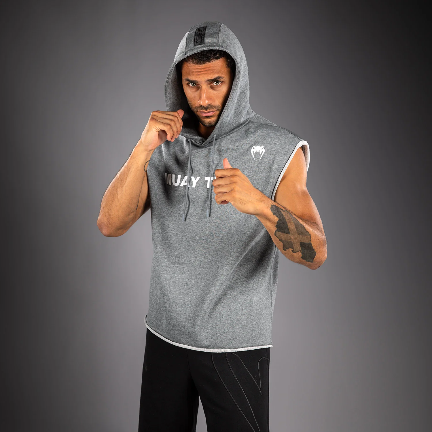 Venum Muay Thai VT Sleeveless Hoodie - Heather Grey - Image 3