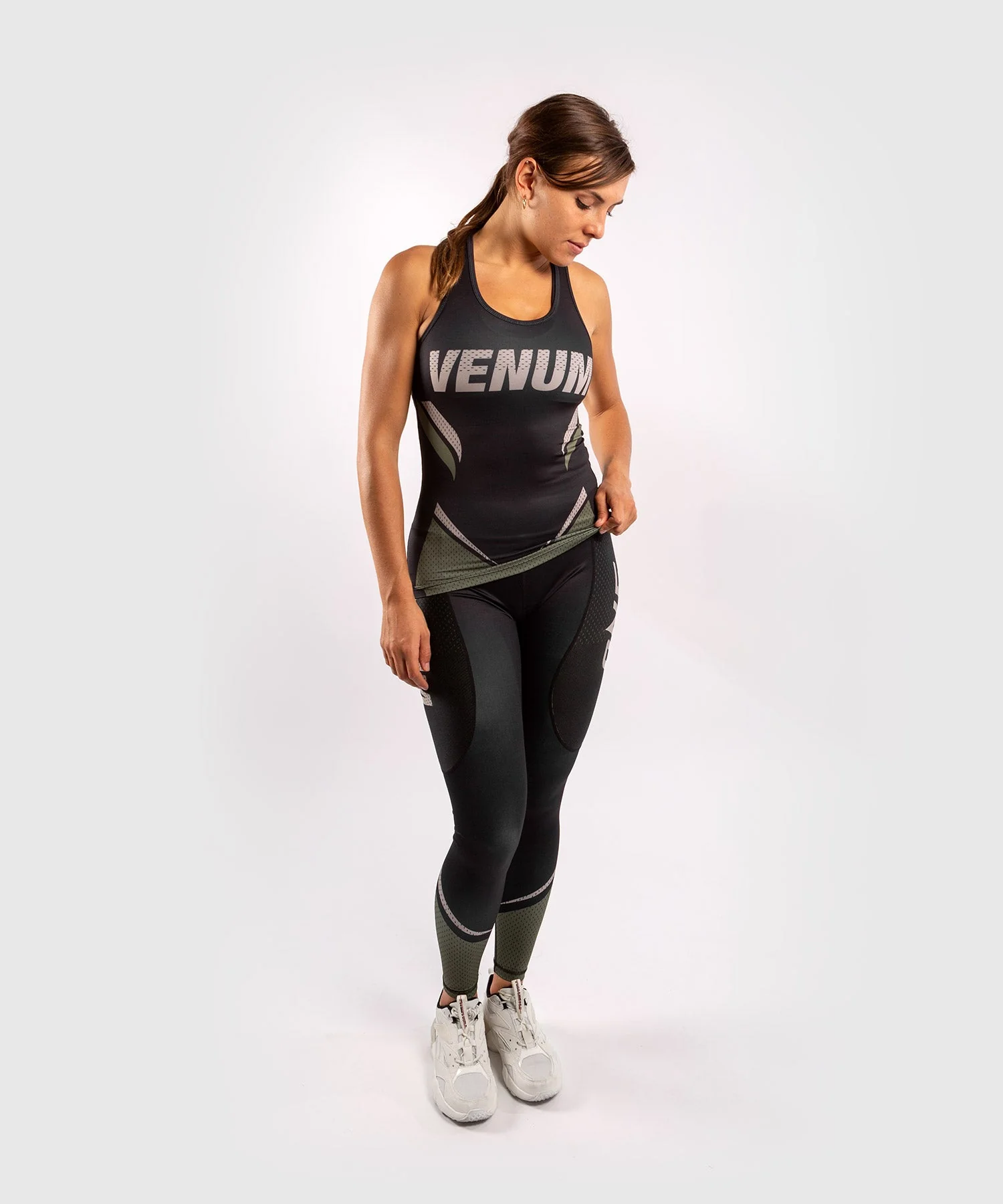Venum ONE FC Impact Tank top - for women - Black/Khaki - Image 7