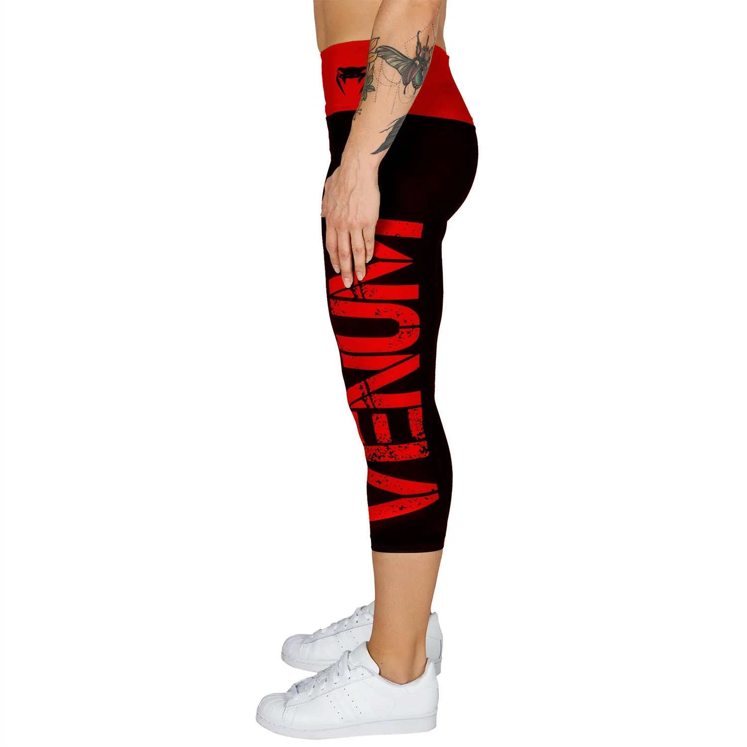 Venum Power Cropped Leggings - Black/Red - Image 3