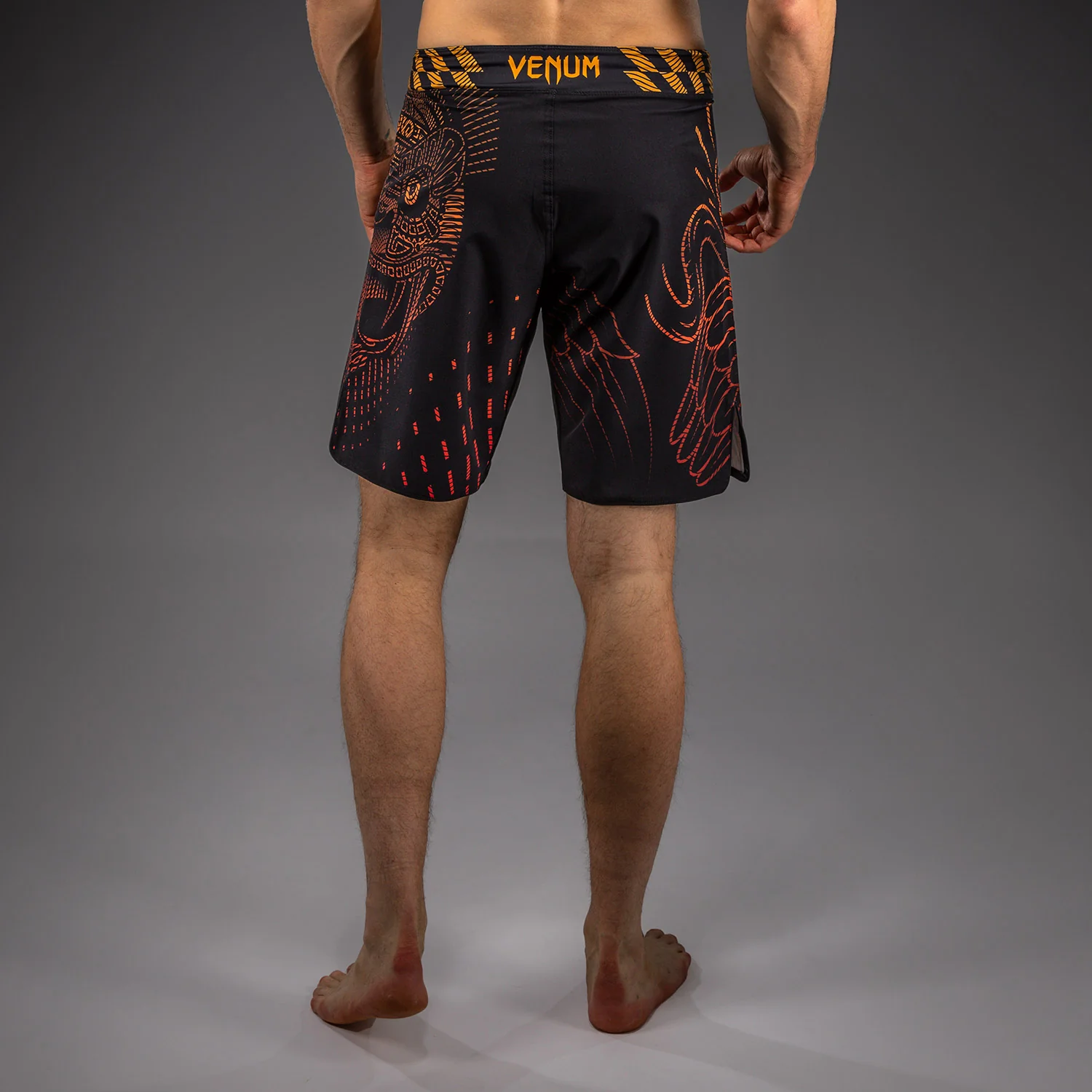 Venum Quetzal Fury Fightshorts - Black/Fury Red/ Tangerine - Image 2