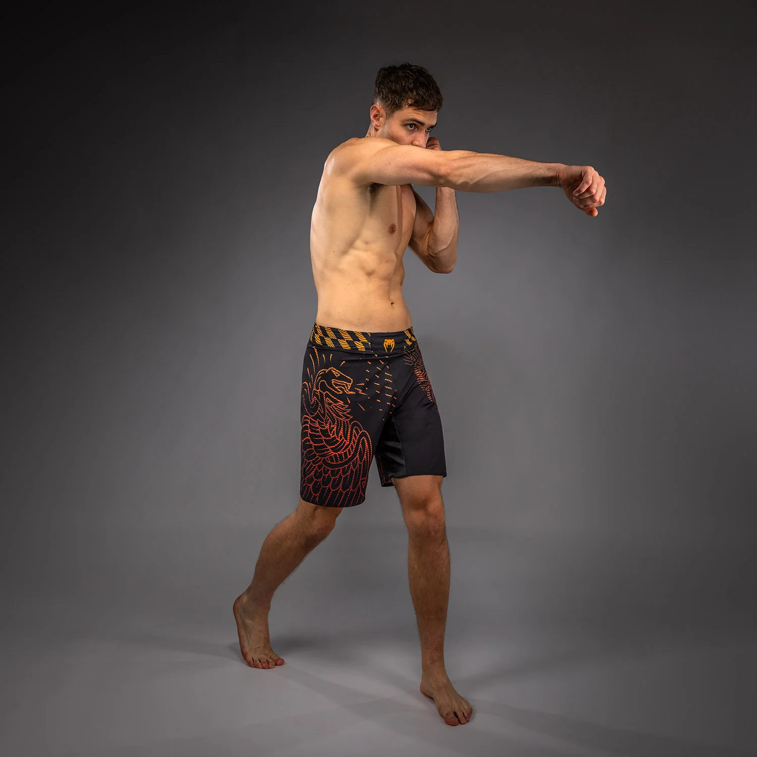 Venum Quetzal Fury Fightshorts - Black/Fury Red/ Tangerine - Image 6