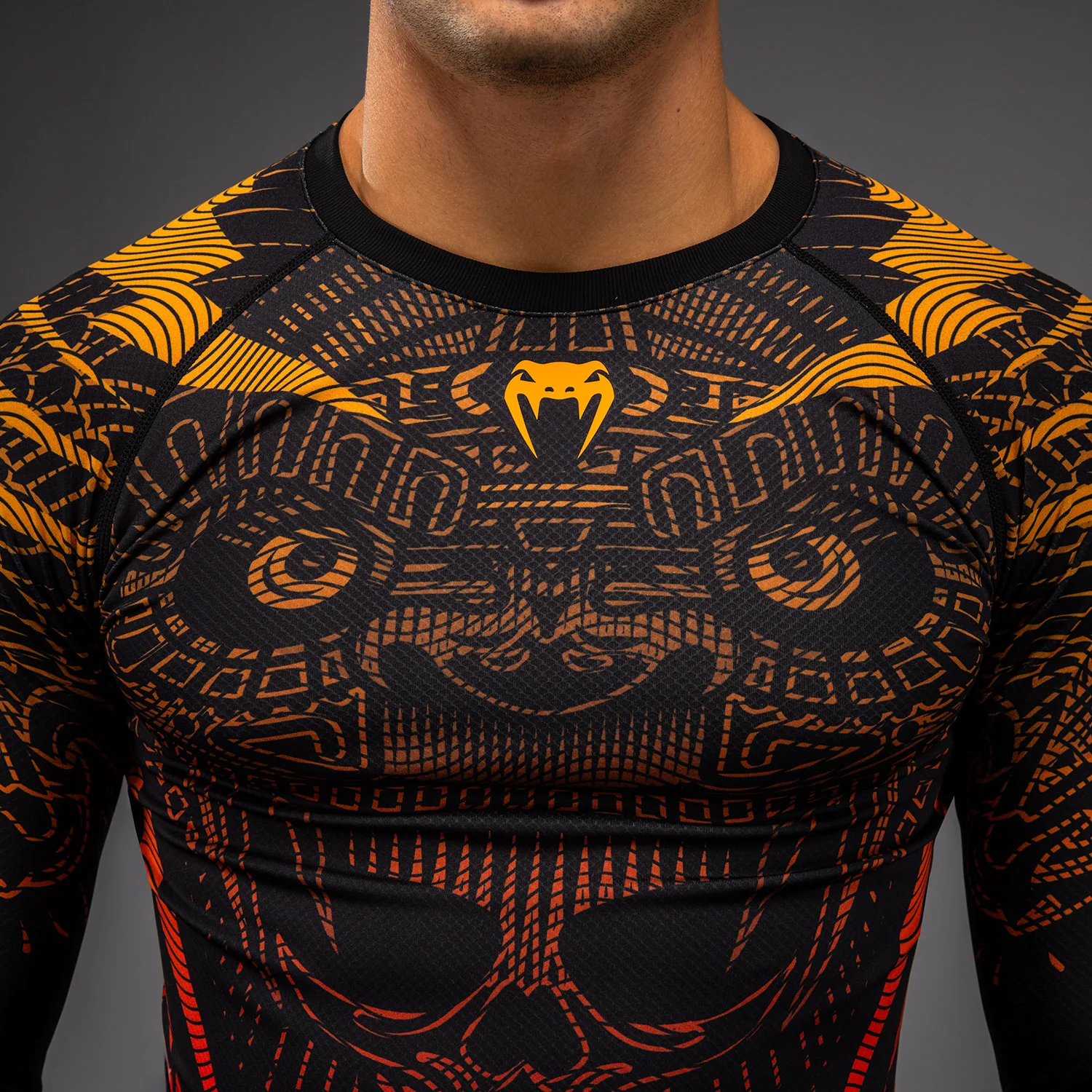 Venum Quetzal Fury Long Sleeve Rashguard - Black/Fury Red/ Tangerine - Image 4