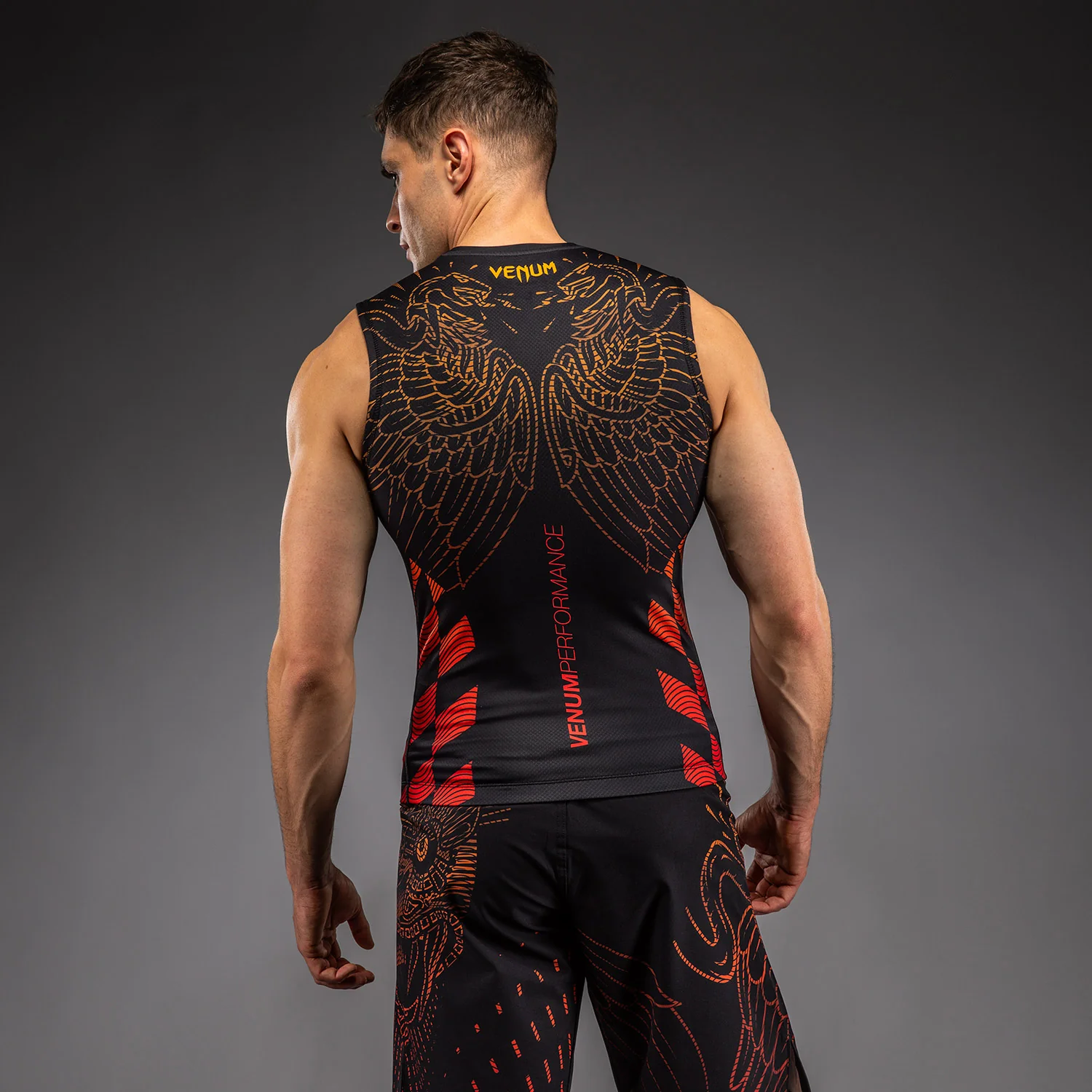 Venum Quetzal Fury Sleeveless Rashguard - Black/Fury Red/ Tangerine - Image 4
