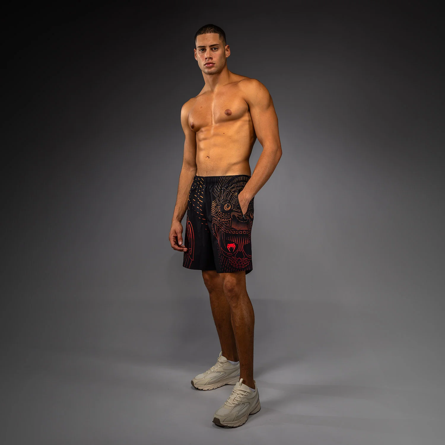 Venum Quetzal Fury Training Shorts - Black/Fury Red/ Tangerine - Image 5
