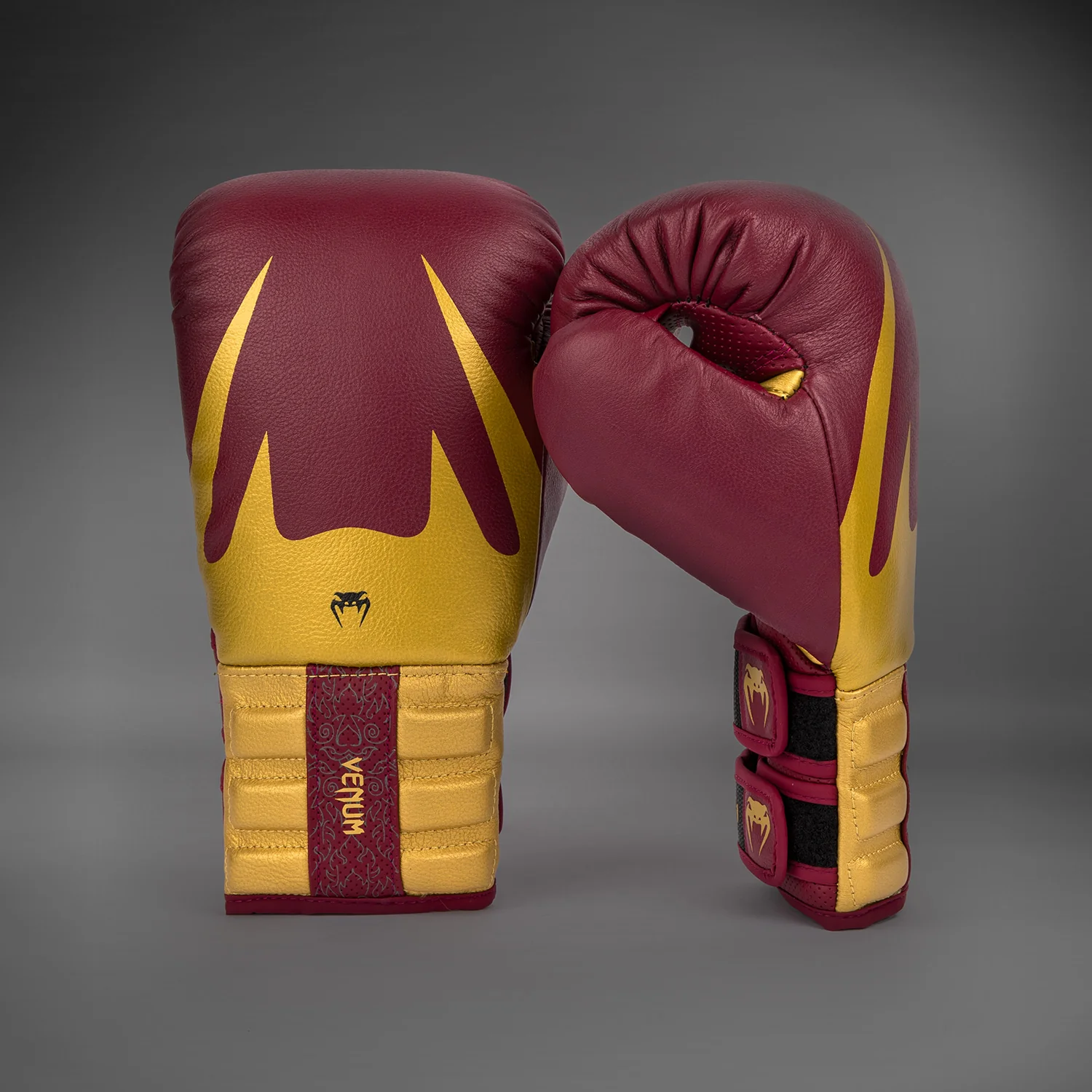 Venum Reverso Boxing Gloves - Cherry Red/Gold - Image 3