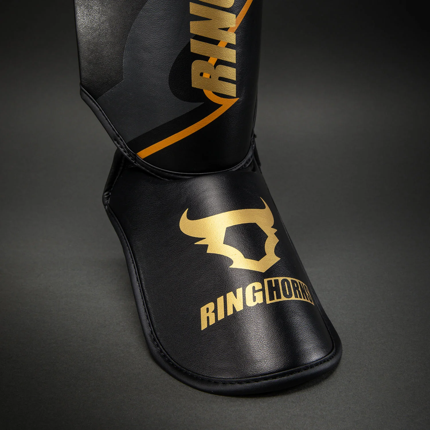 Ringhorns Charger by Venum Shin Guards - Black/Gold - Image 3