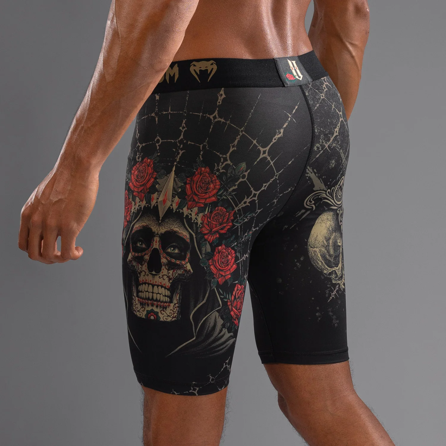 Venum Santa Muerte 5.0 Men’s Vale Tudo Shorts - Deep Black/Gold - Image 6