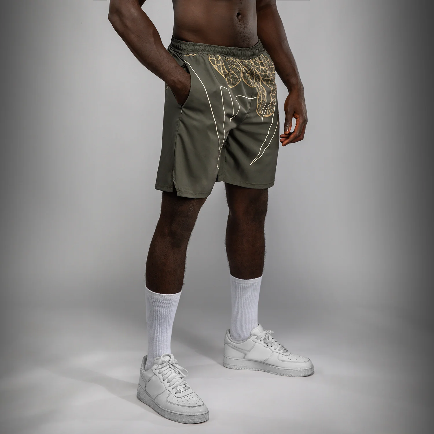 Venum Serpenti Training Shorts - Khaki/Bronze/Ivory - Image 2