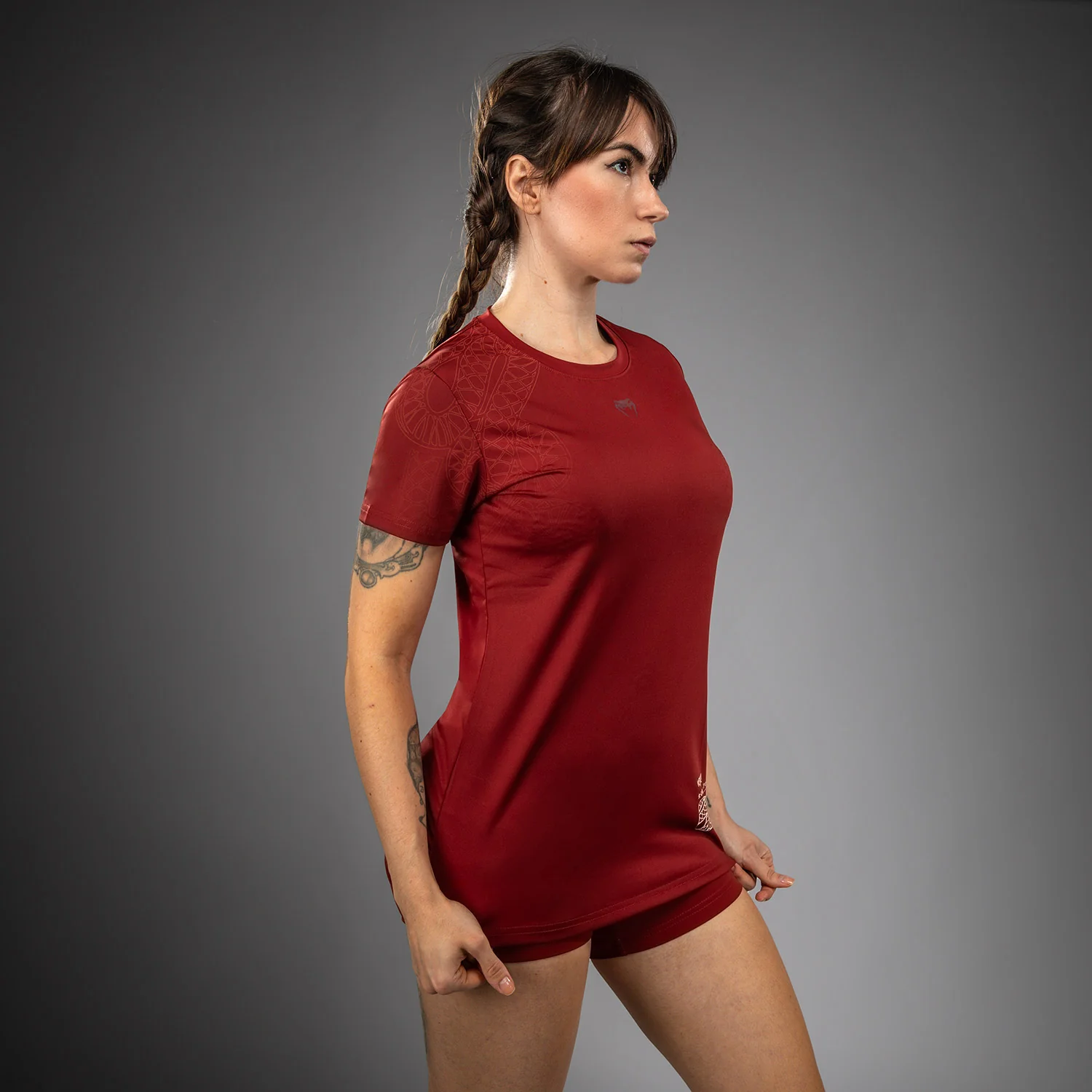 Venum Serpenti Women’s Dry-Tech T-Shirt - Burgundy/Ivory - Image 4