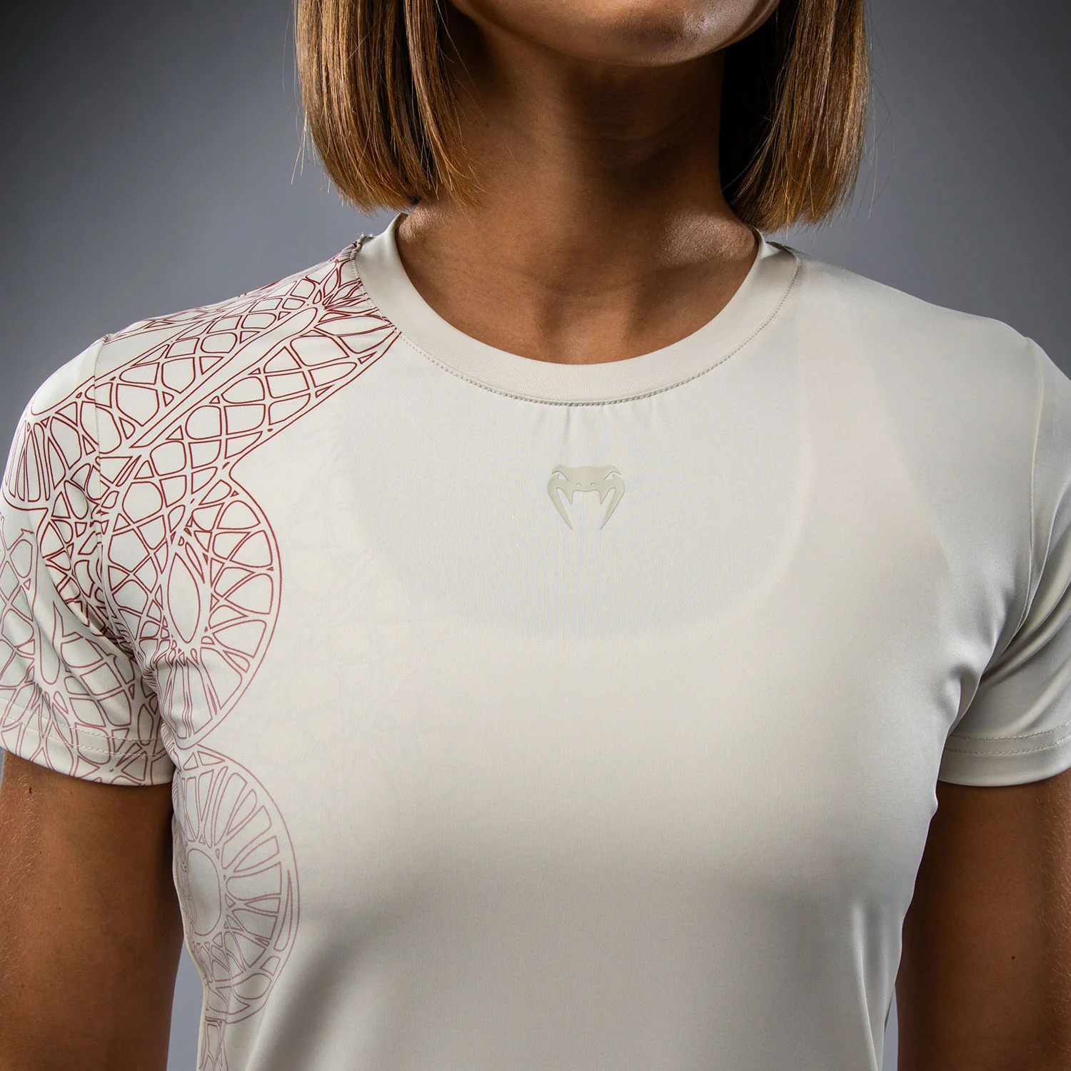 Venum Serpenti Women’s Dry-Tech T-Shirt - Ivory/Burgundy - Image 5