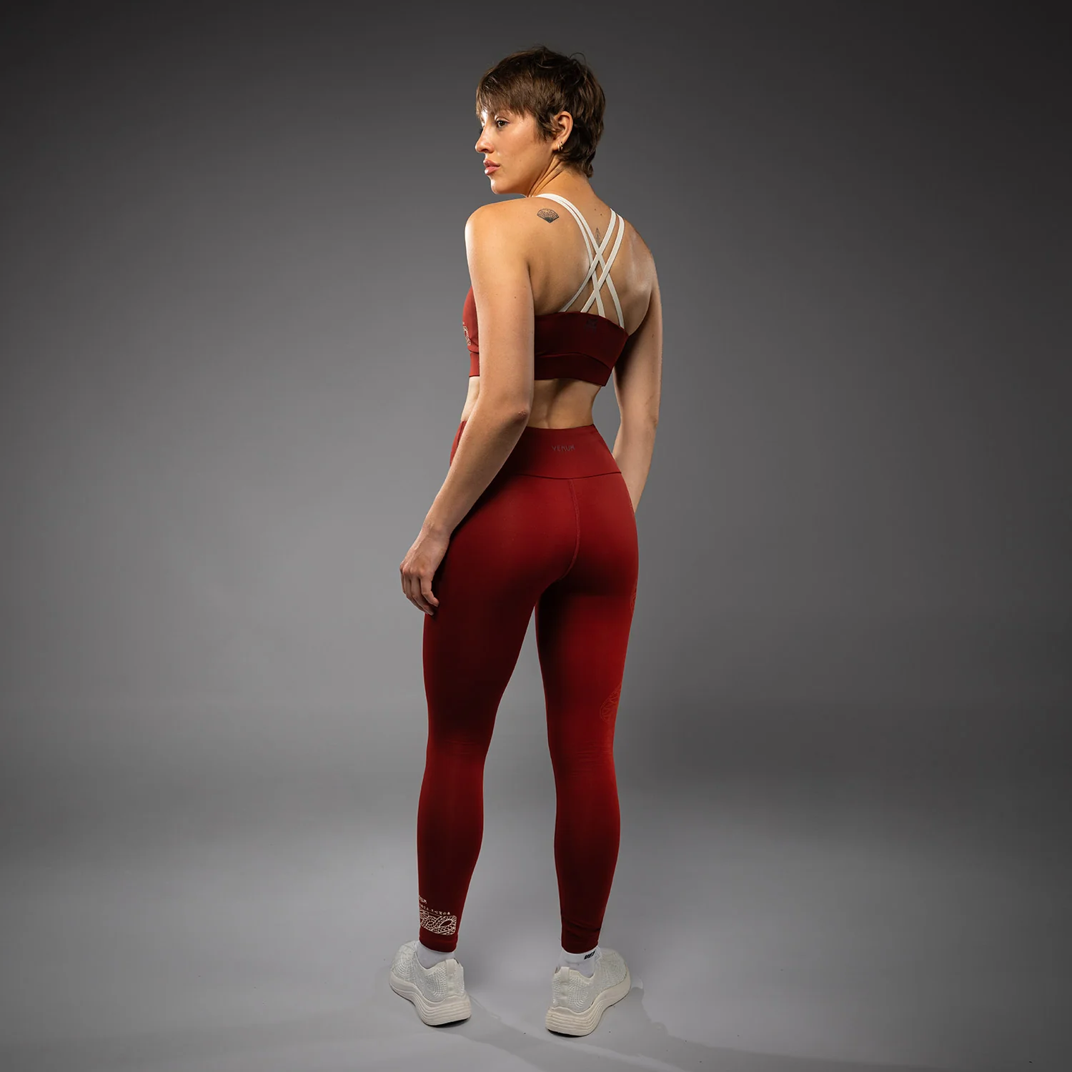 Venum Serpenti Women’s Leggings - Burgundy/Ivory - Image 2