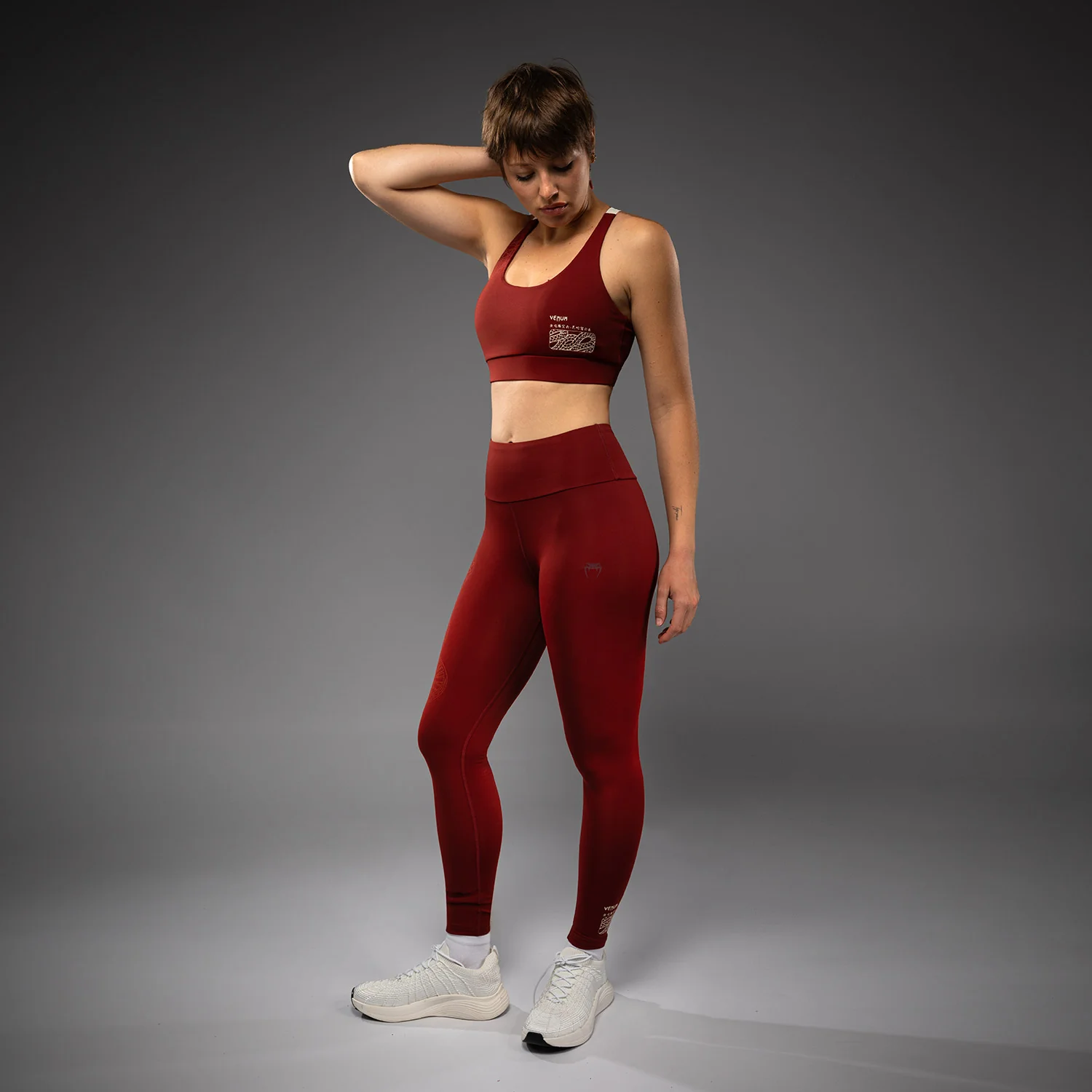 Venum Serpenti Women’s Leggings - Burgundy/Ivory - Image 3