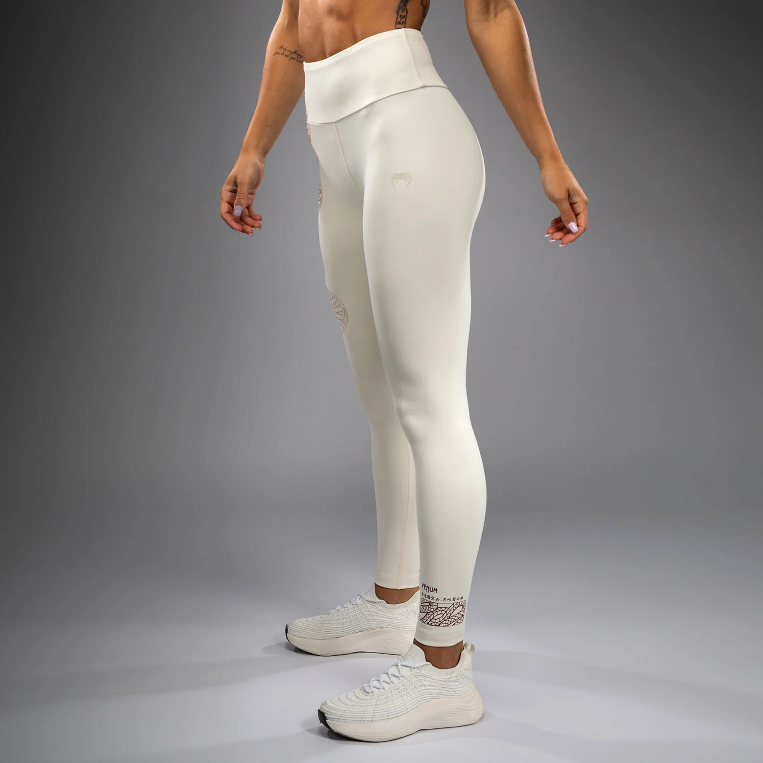 Venum Serpenti Women’s Leggings - Ivory/Burgundy - Image 2