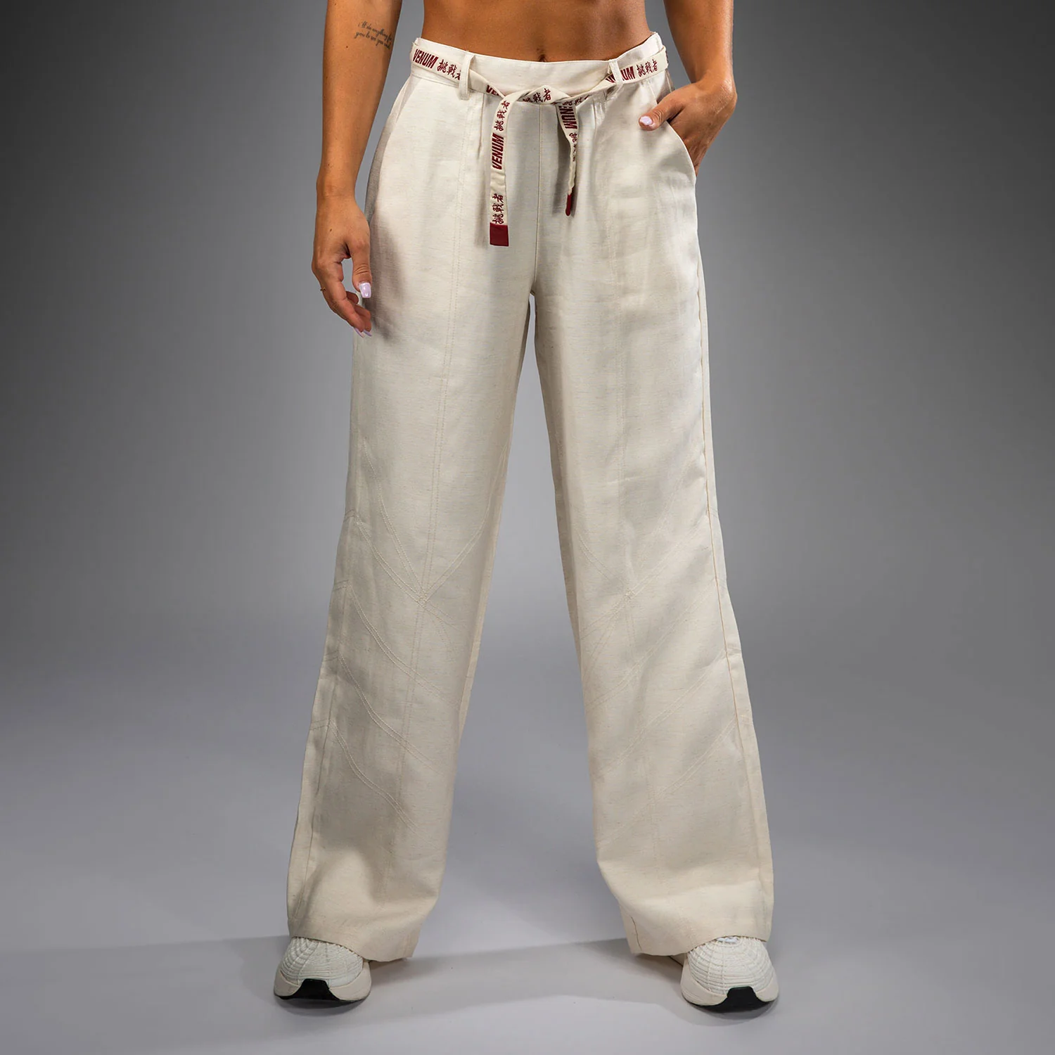 Venum Serpenti Women’s Pants - Ivory/Burgundy - Image 4