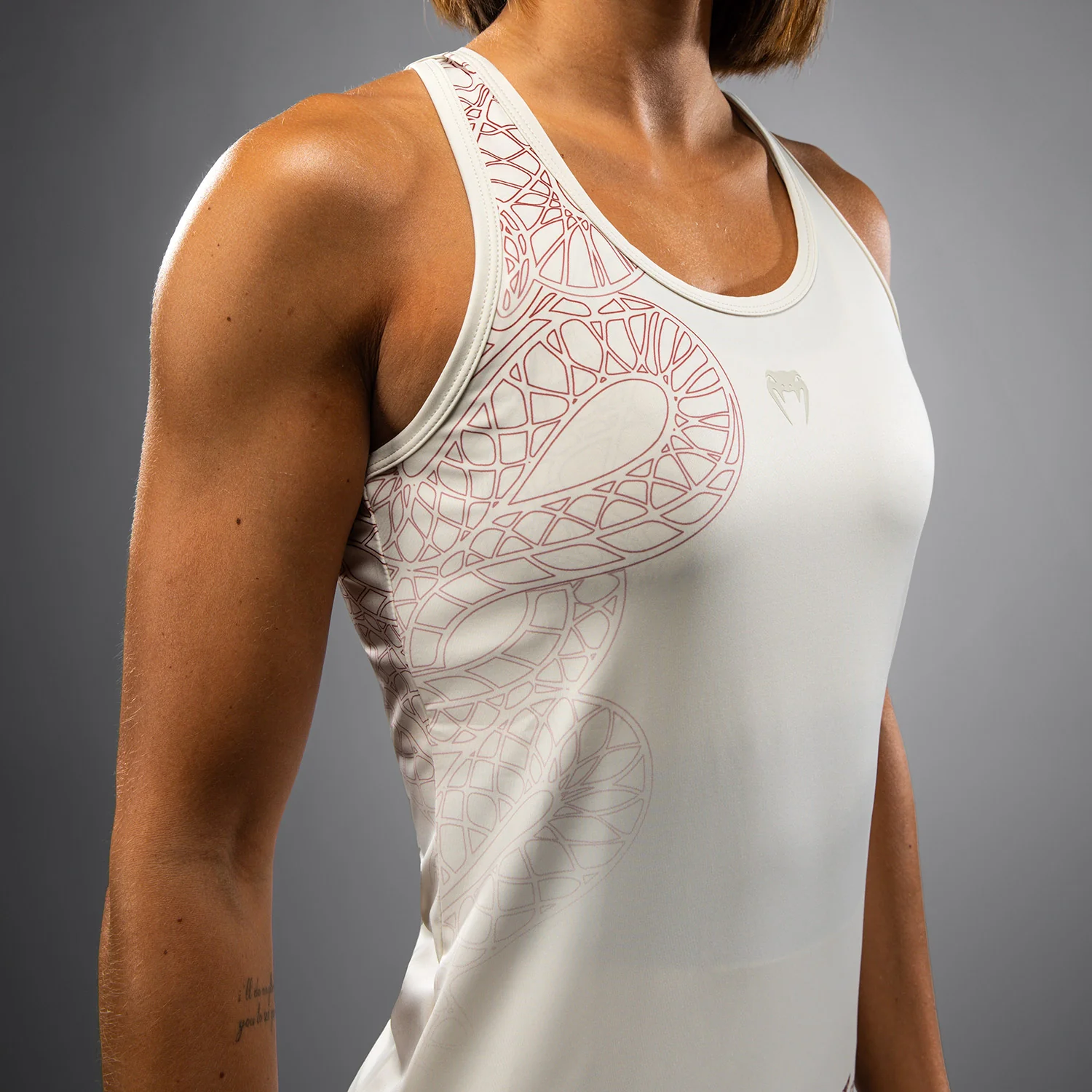 Venum Serpenti Women’s Tank Top - Ivory/Burgundy - Image 4