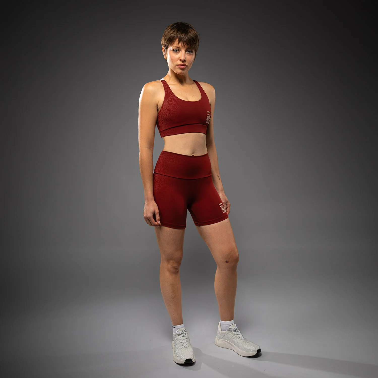 Venum Serpenti Women’s Vale Tudo Shorts - Burgundy/Ivory - Image 4