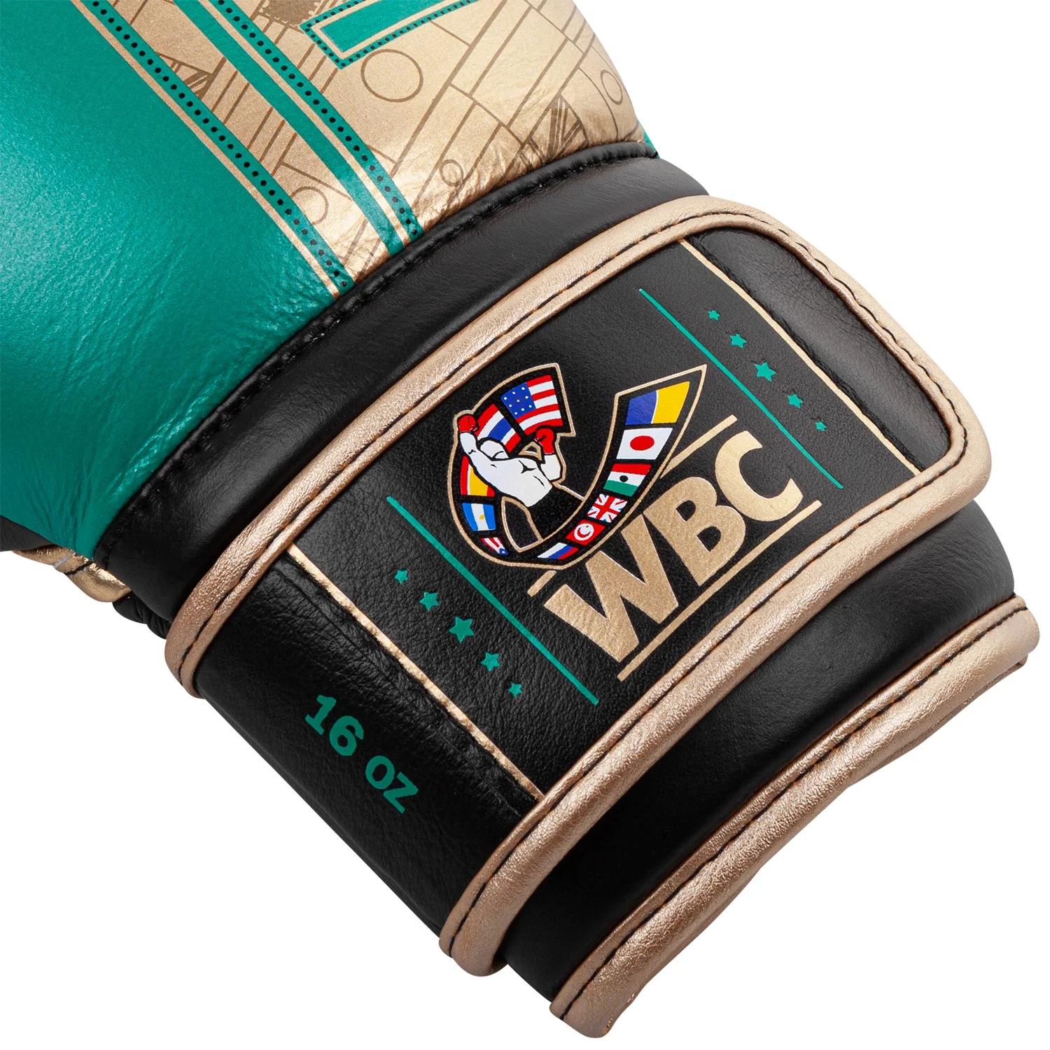 Venum Shield Pro Boxing Gloves WBC Limited Edition - Velcro - Green Metallic/Gold - Image 4