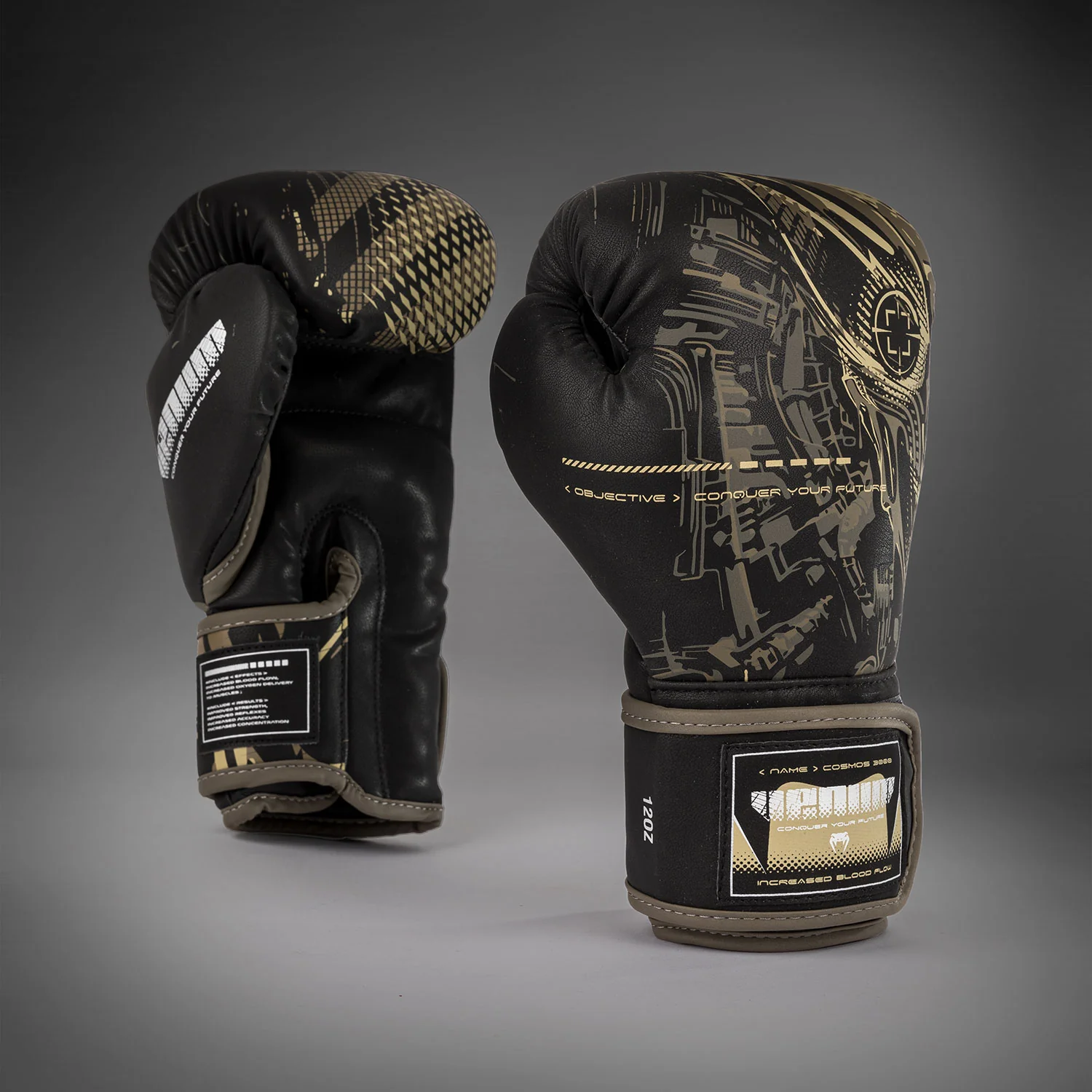 Venum Invader Boxing Gloves - Black/Sand - Image 3