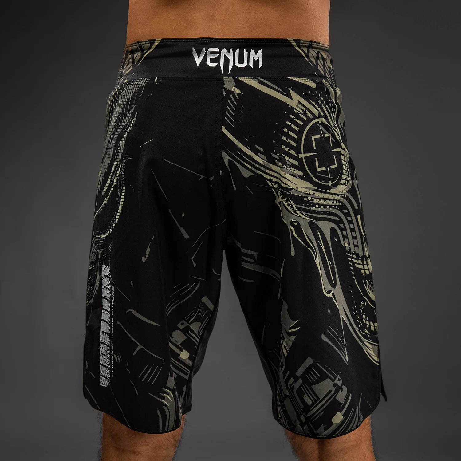 Venum Invader Fight Shorts - Black/Sand - Image 8