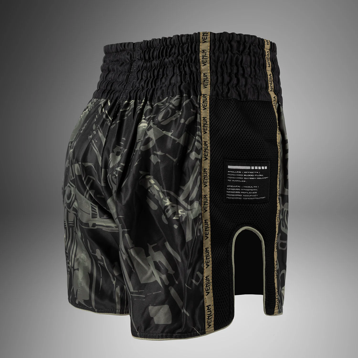 Venum Invader Muay Thai Shorts - Black/Sand - Image 2