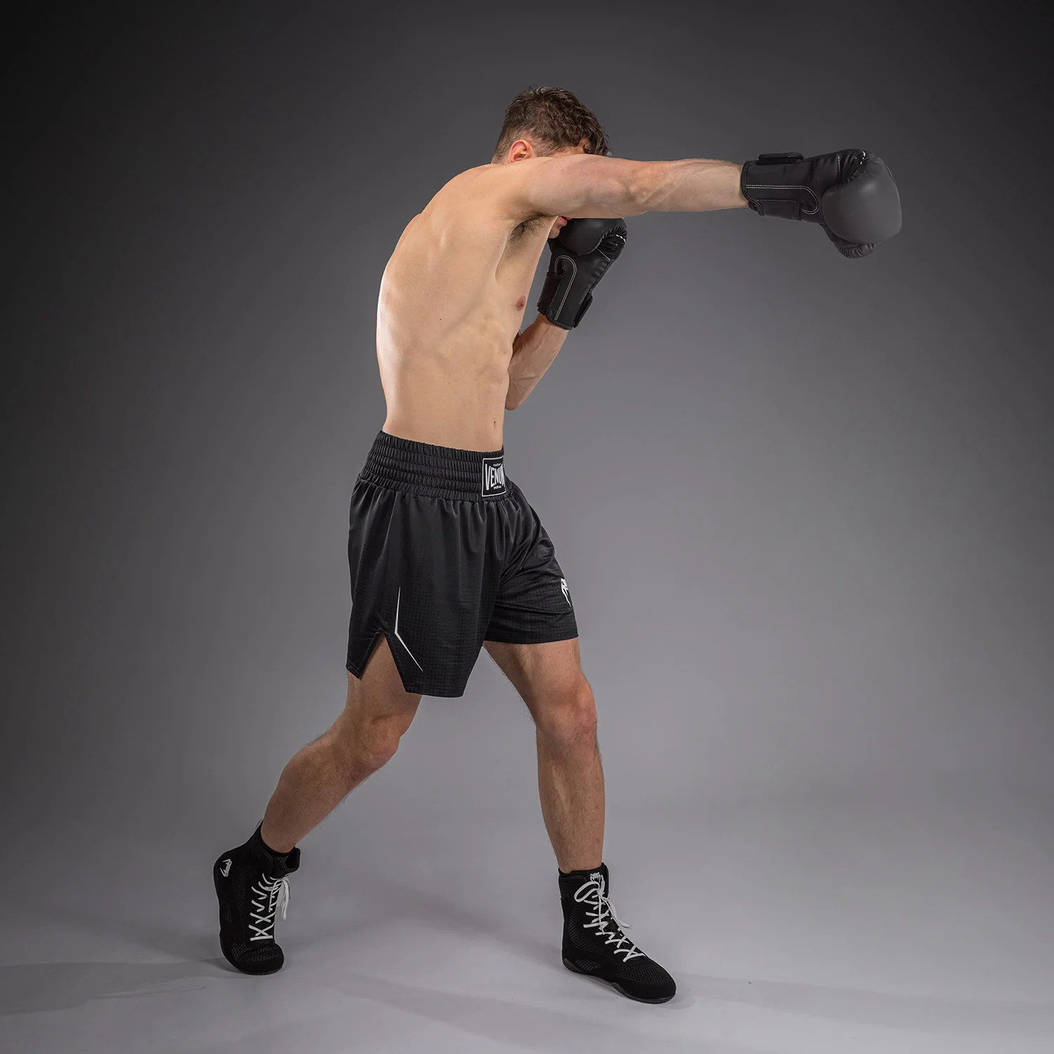 Venum Stealth Boxing Shorts - Black/White - Image 3
