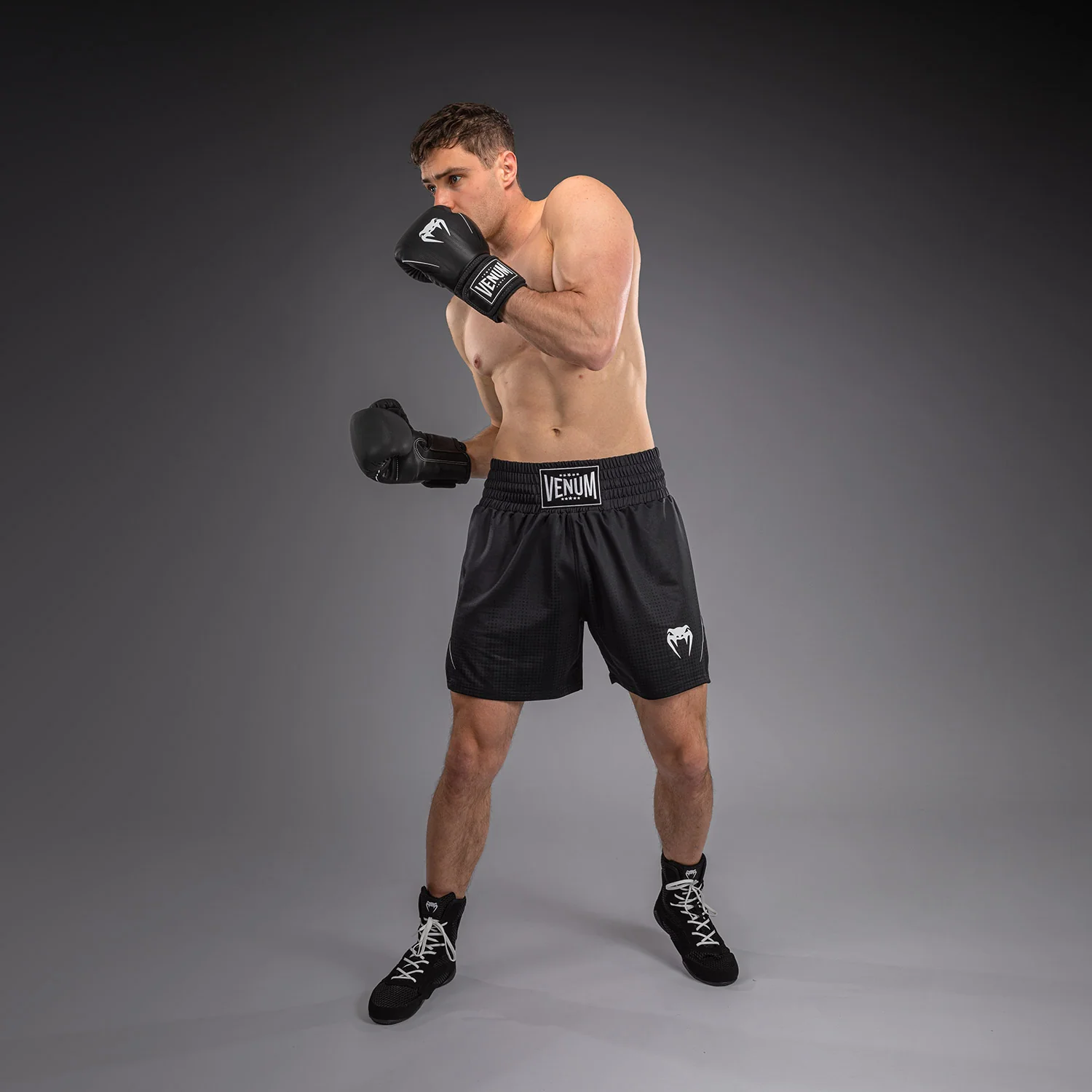 Venum Stealth Boxing Shorts - Black/White - Image 4