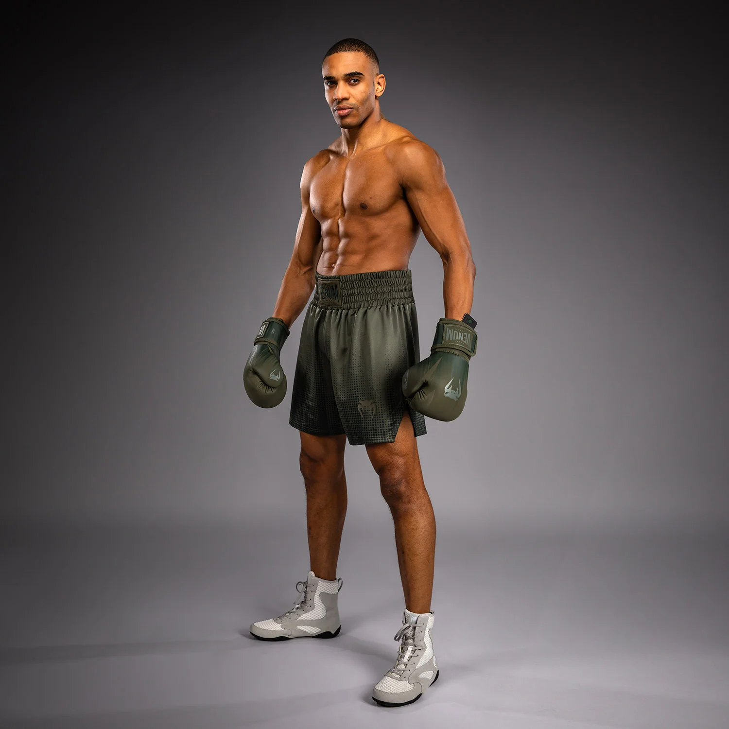 Venum Stealth Boxing Shorts - Khaki/Dark Green - Image 4