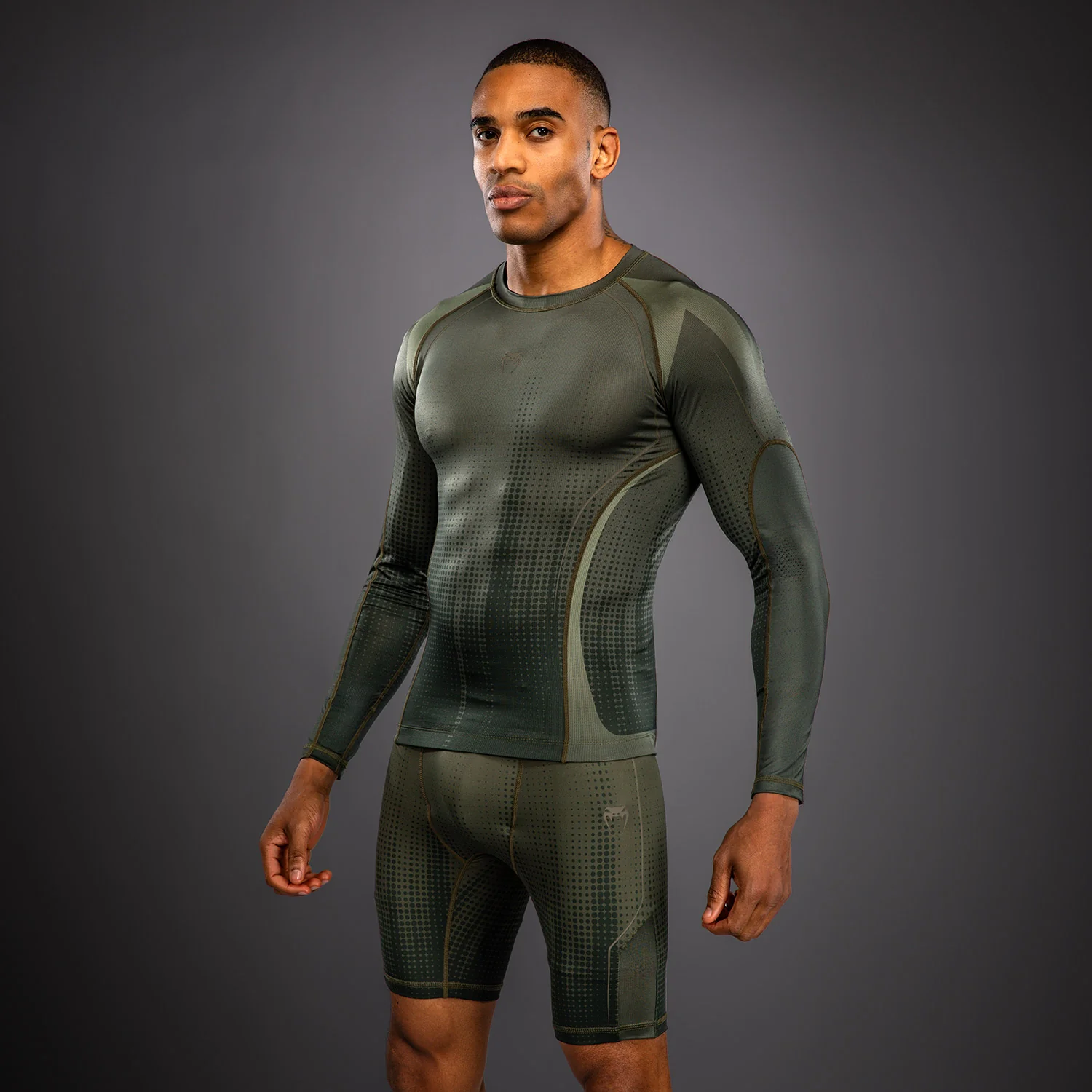 Venum Stealth Long Sleeve Rashguard - Khaki/Dark Green - Image 2