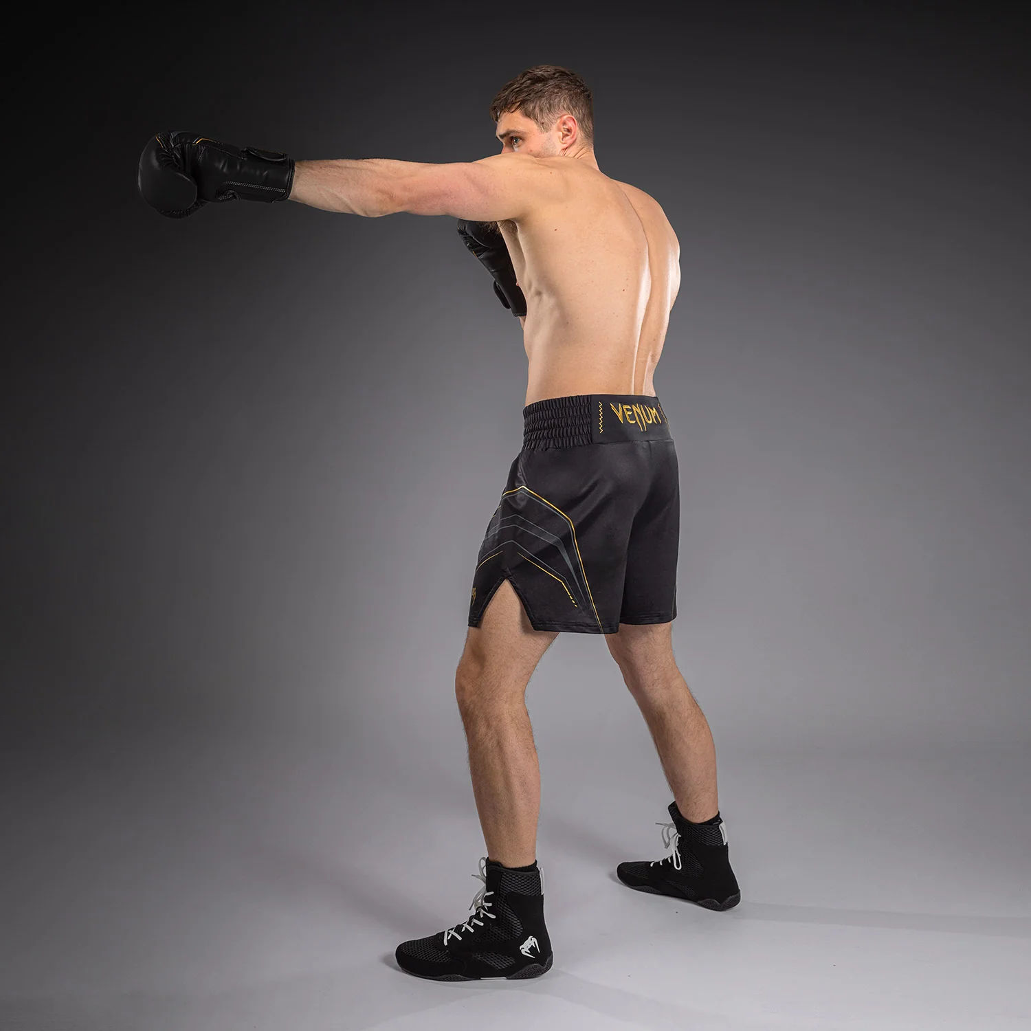 Venum Streamline Boxing Shorts - Black/Gold - Image 2