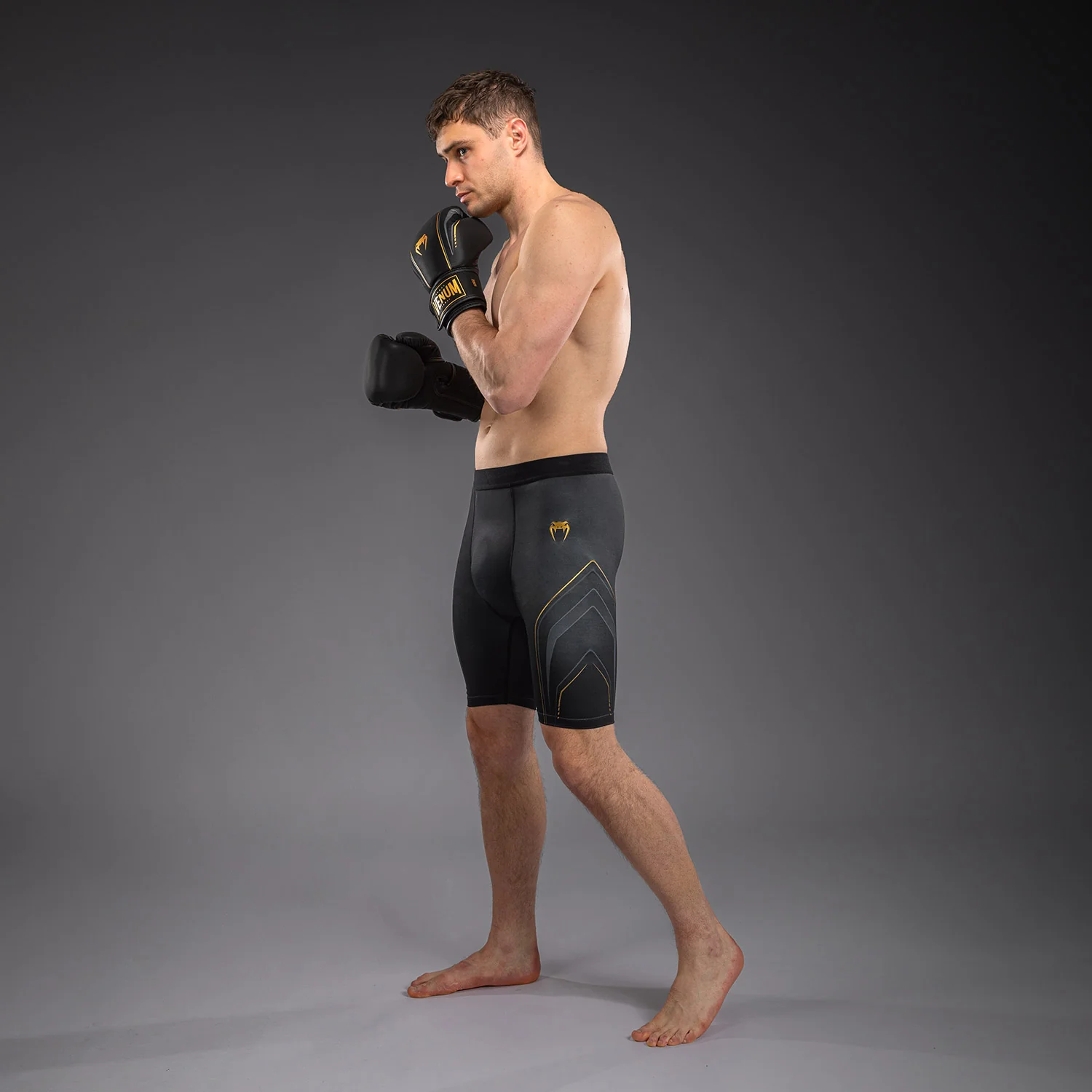 Venum Streamline Vale Tudo Shorts - Black/Gold - Image 3