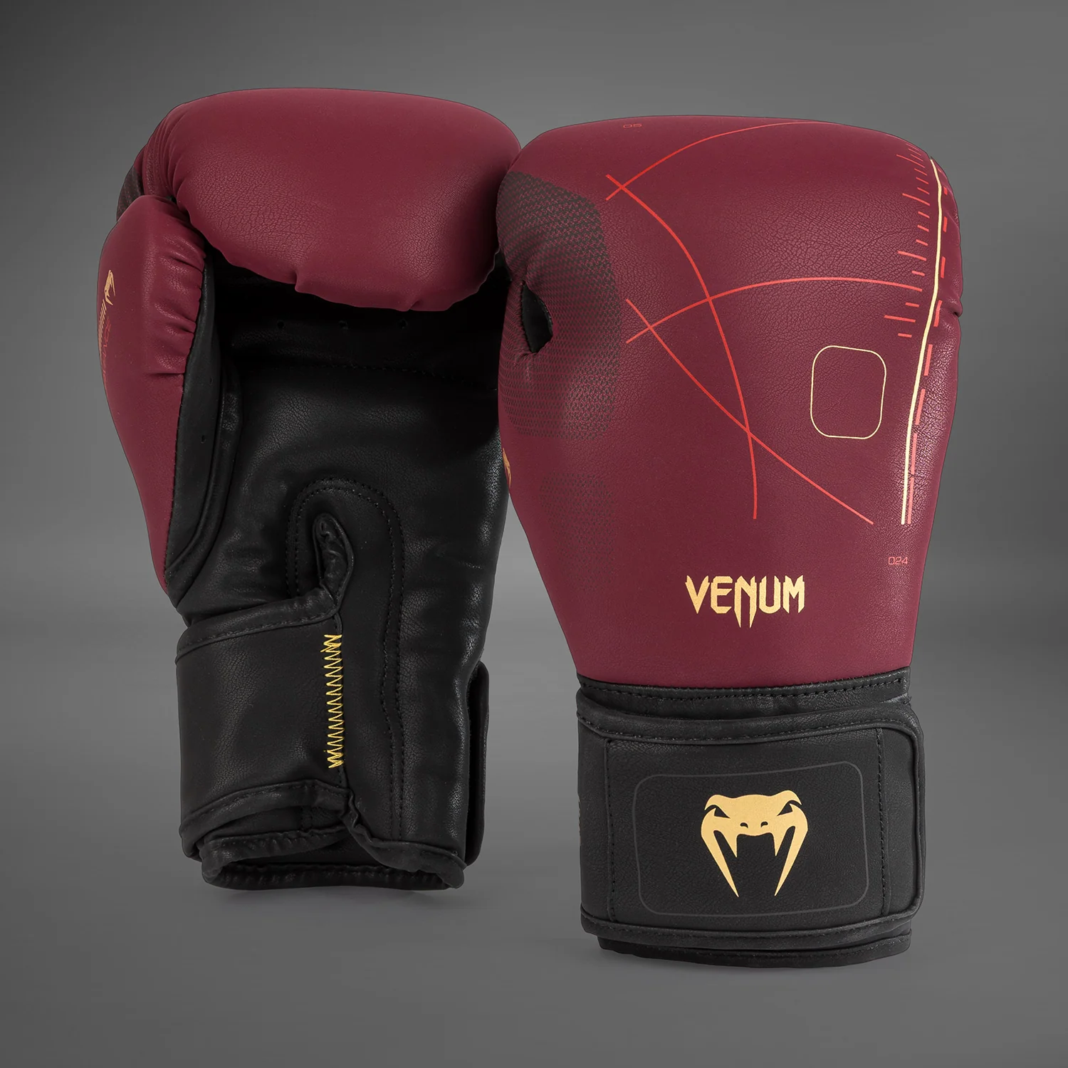 Venum Tactical XT Boxing Gloves - Black/Burgundy/Gold