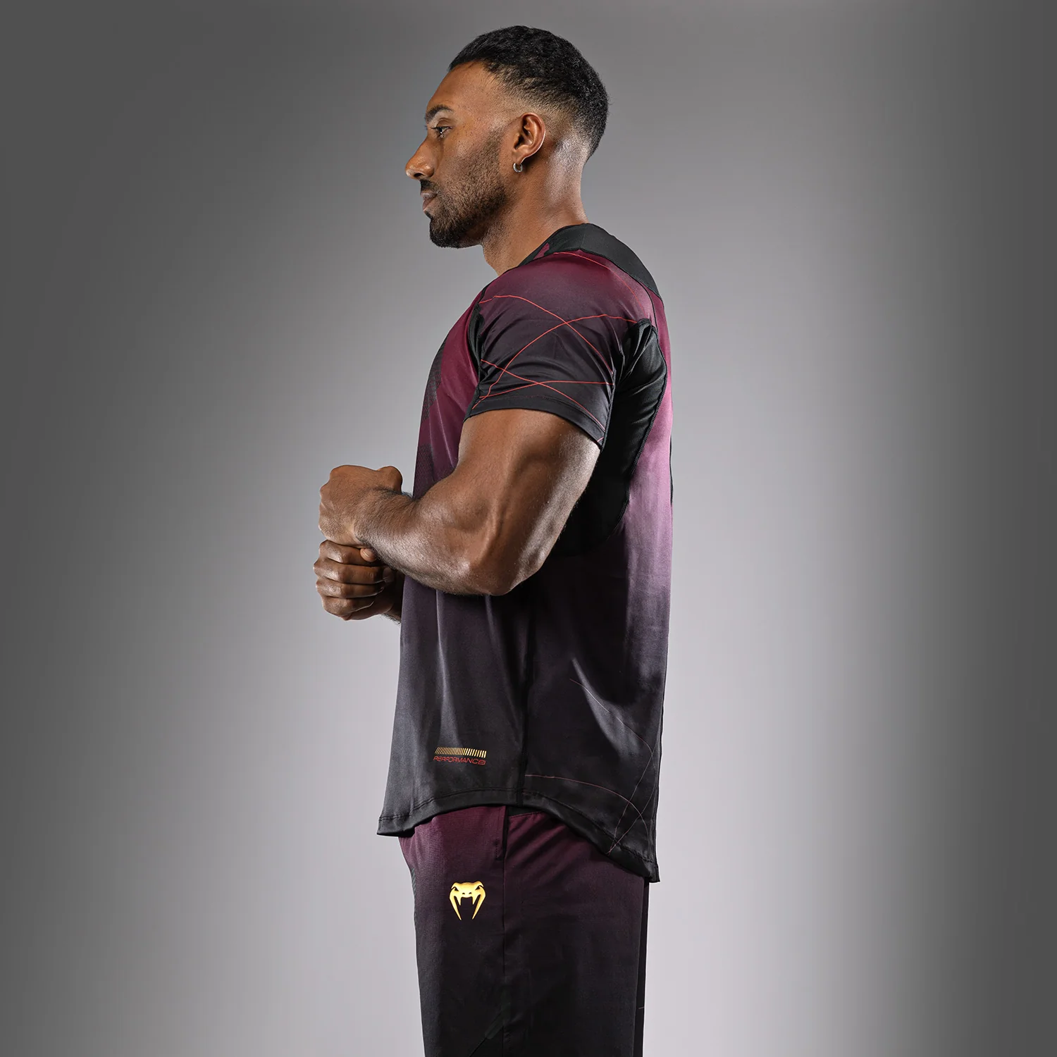 Venum Tactical XT Dry tech T-shirt - Black/Burgundy/Gold - Image 2