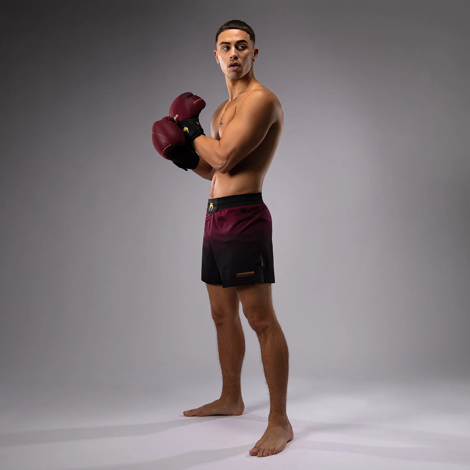 Venum Tactical XT Fight short - Black/Burgundy/Gold - Image 6