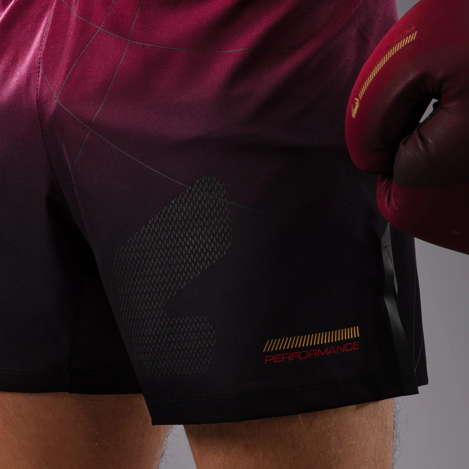 Venum Tactical XT Fight short - Black/Burgundy/Gold - Image 8