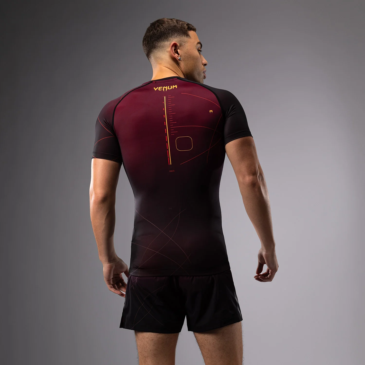 Venum Tactical XT Short Sleeve Rashguard - Black/Burgundy/Gold - Image 2