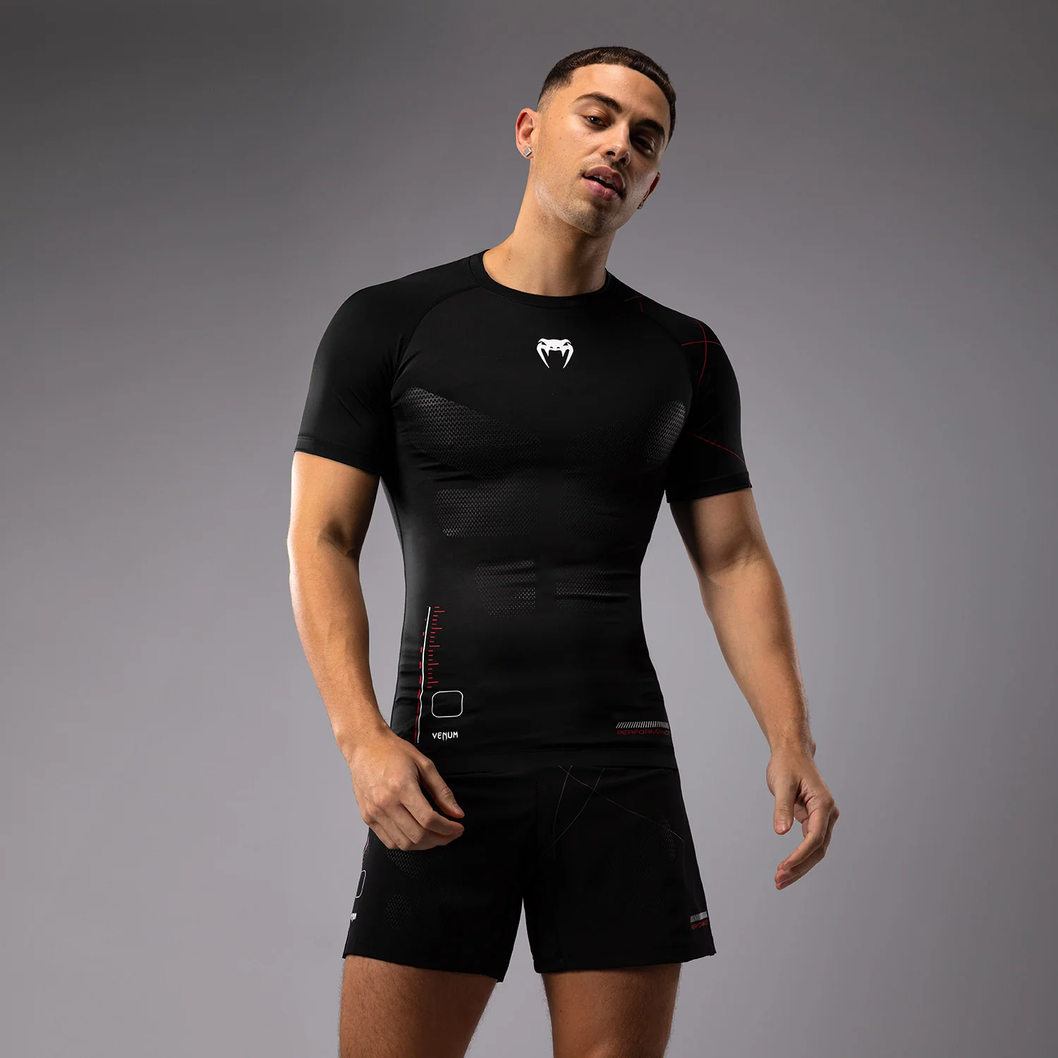 Venum Tactical XT Short Sleeve Rashguard - Black/Fire Red