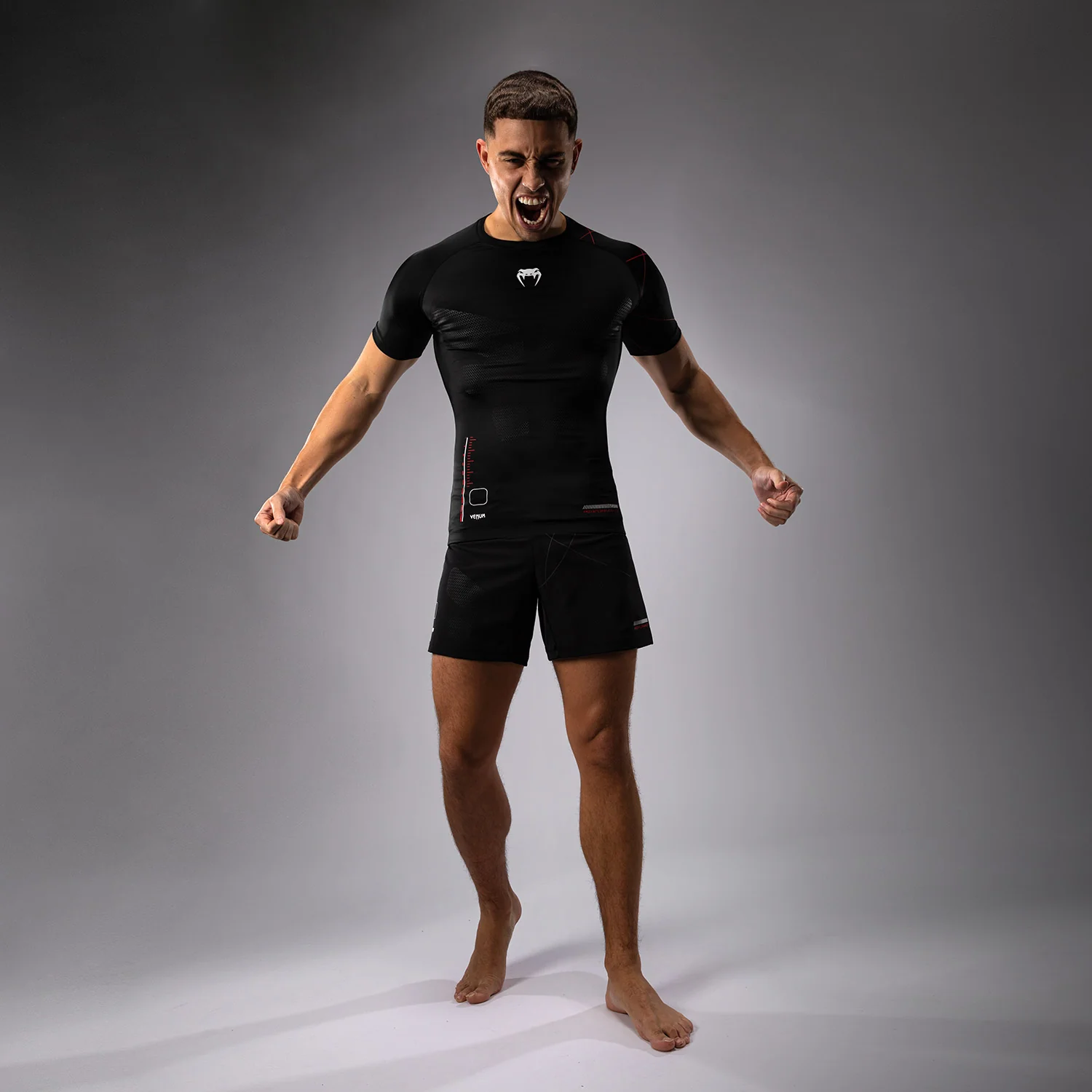 Venum Tactical XT Short Sleeve Rashguard - Black/Fire Red - Image 2