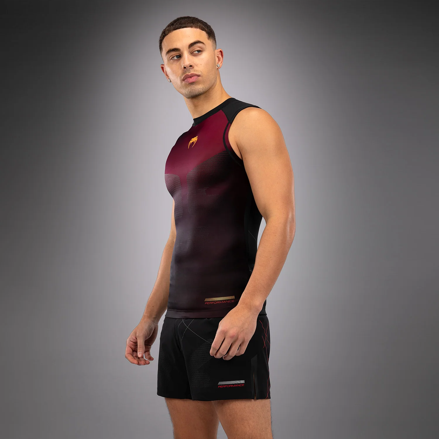 Venum Tactical XT Sleeveless Rashguard - Black/Burgundy/Gold - Image 2