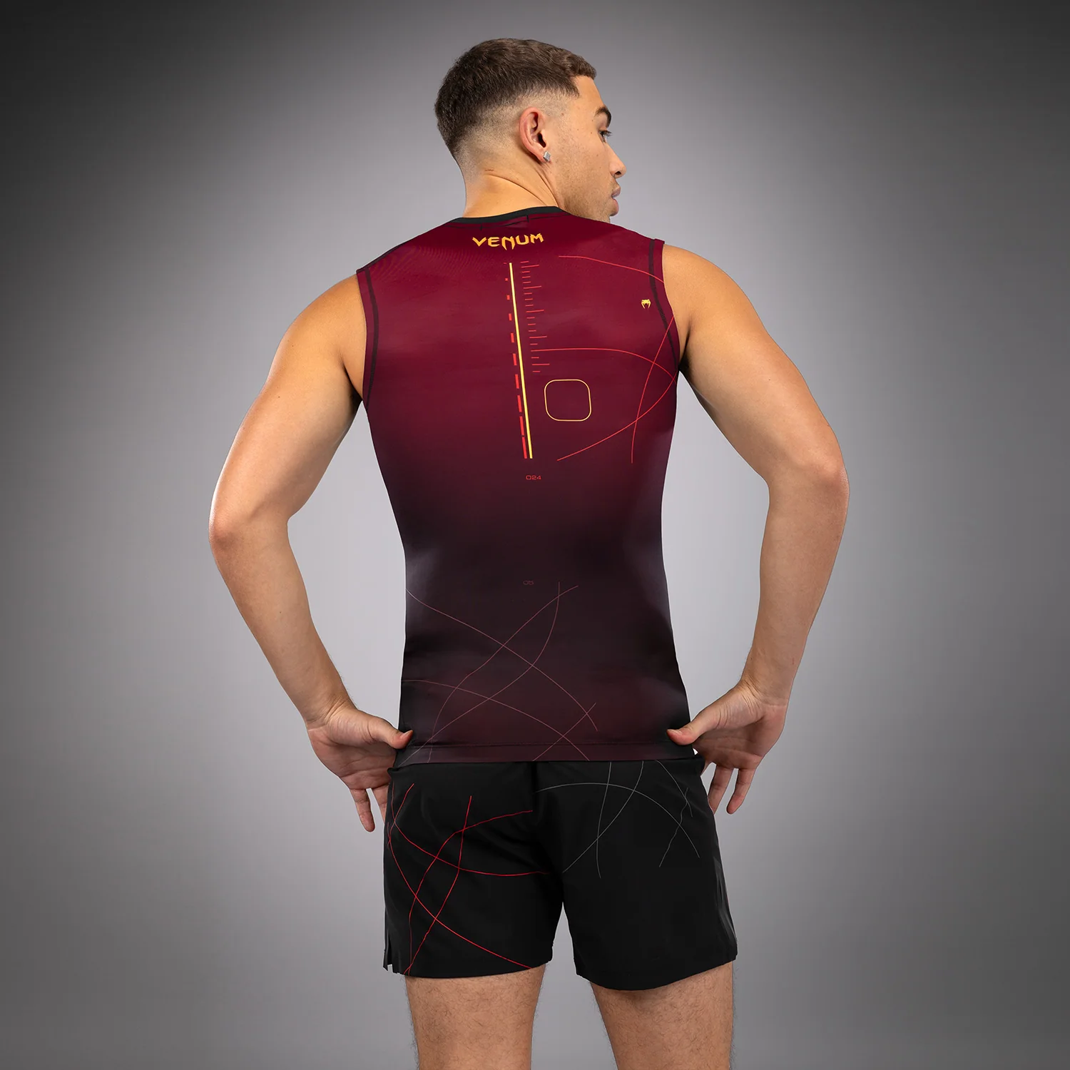 Venum Tactical XT Sleeveless Rashguard - Black/Burgundy/Gold - Image 3