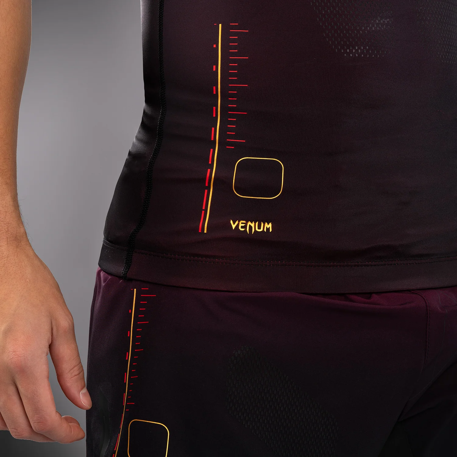 Venum Tactical XT Sleeveless Rashguard - Black/Burgundy/Gold - Image 4
