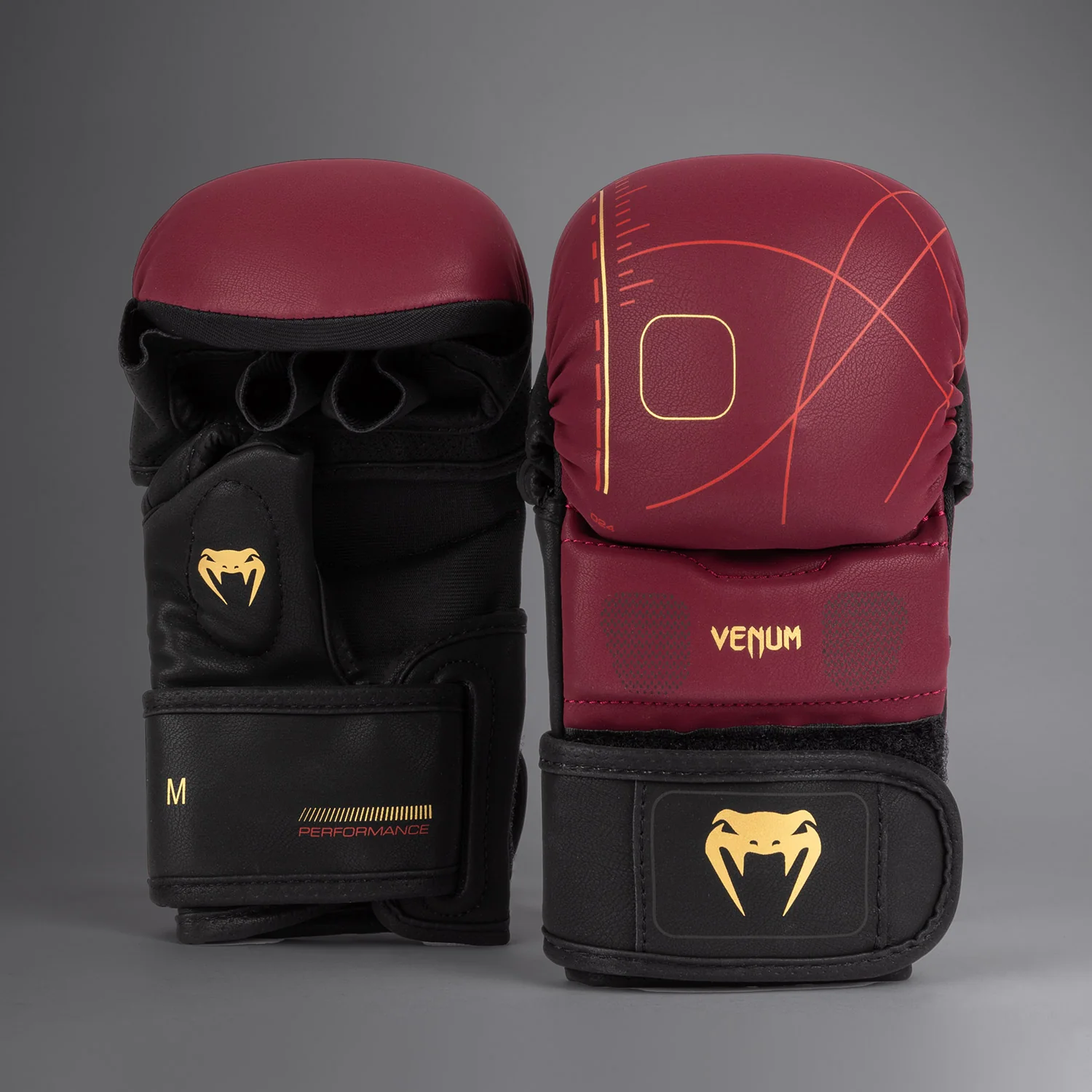 Venum Tactical XT Sparring Gloves - Black/Burgundy/Gold - Image 2