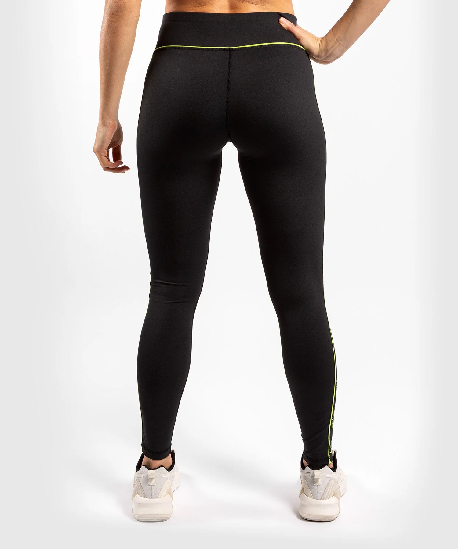 Venum Tecmo Leggings - For Women - Black/Neo Yellow - Image 2