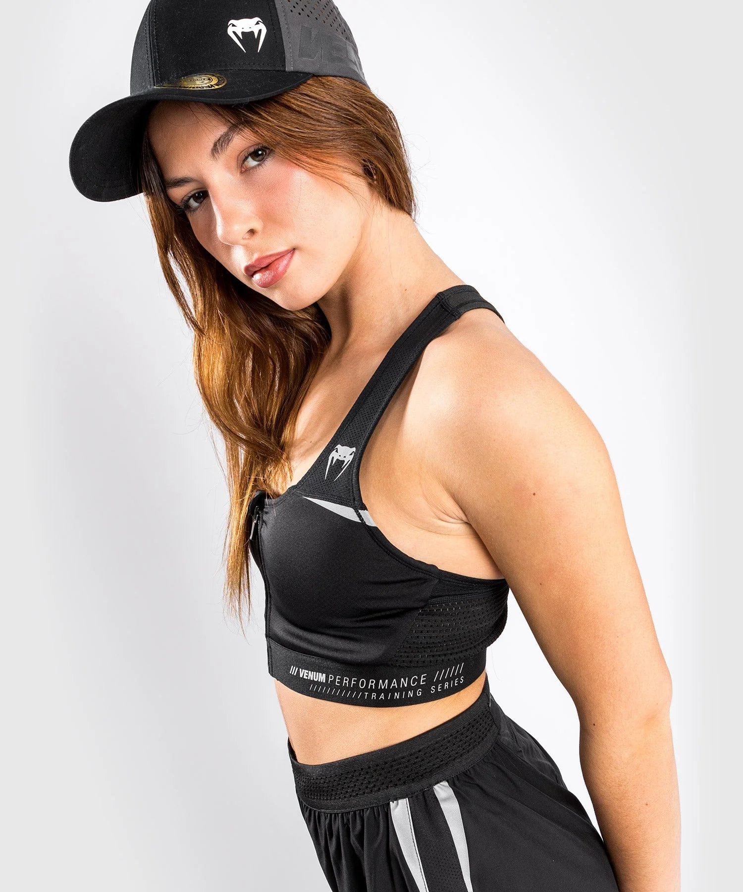Venum Tempest 2.0 Women’s Sport Bra – Black/Grey - Image 2