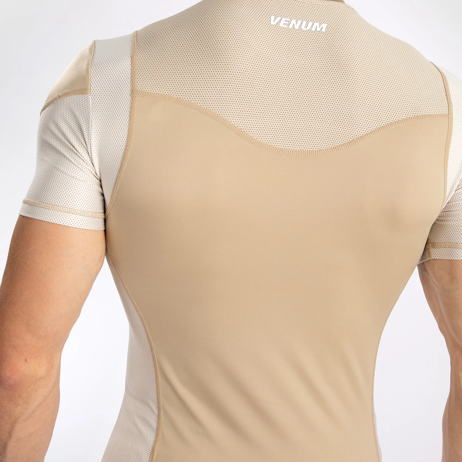 Venum Tempest Men's Short Sleeve Rashguard - Beige/Sand - Image 5