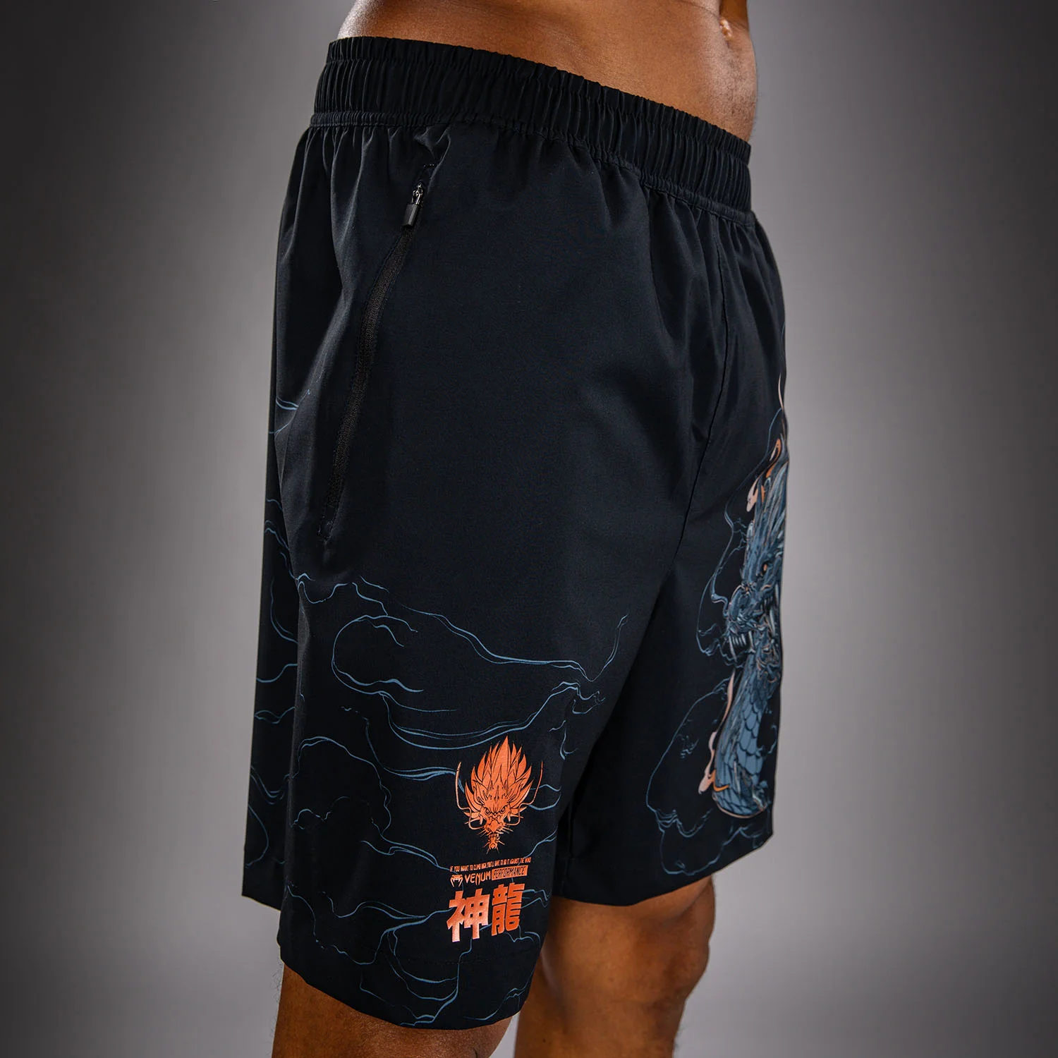 Venum Thunder Dragon Training Shorts - Black/Grey/Copper - Image 6
