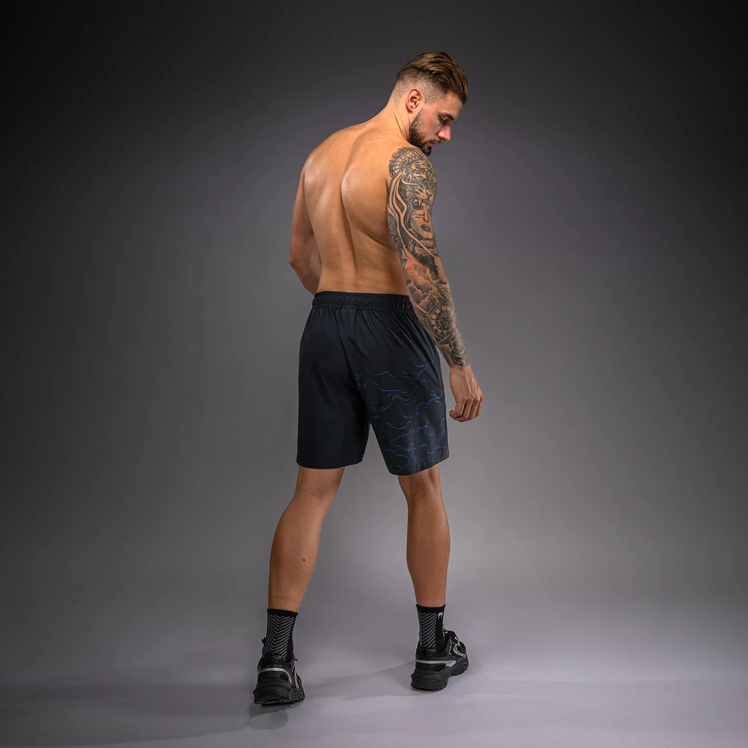 Venum Thunder Dragon Training Shorts - Black/Royal Blue - Image 5