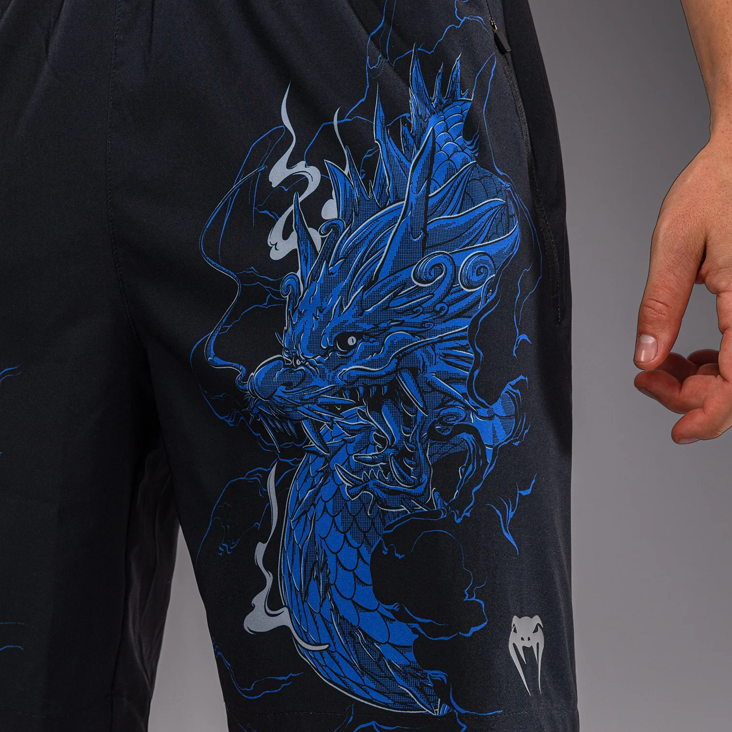 Venum Thunder Dragon Training Shorts - Black/Royal Blue - Image 6